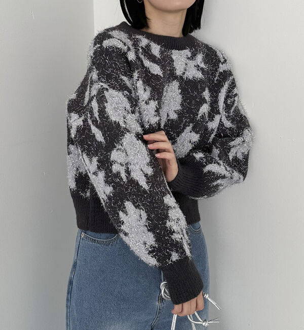 Doux archives「フラワーラメジャガードニット」|ニット・セーター|