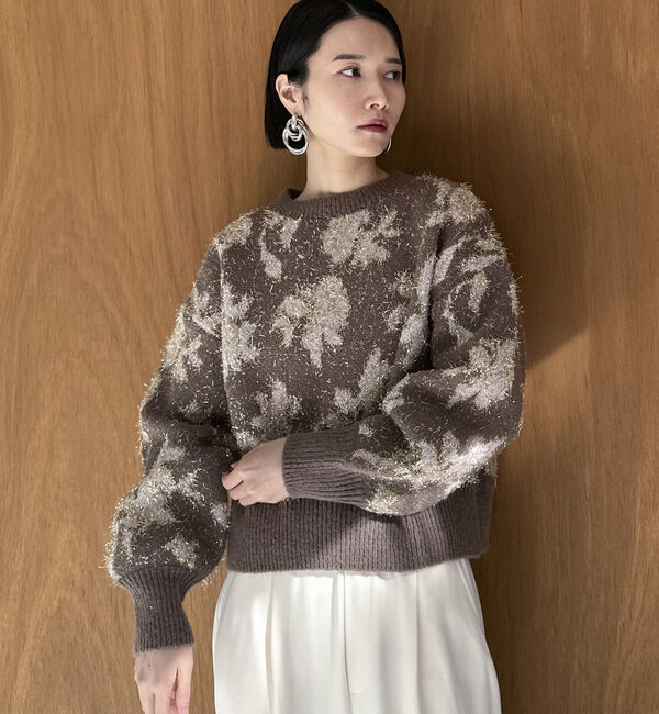 Doux archives「フラワーラメジャガードニット」|ニット・セーター|