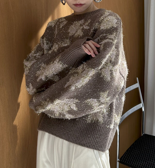 Doux archives「フラワーラメジャガードニット」|ニット・セーター|