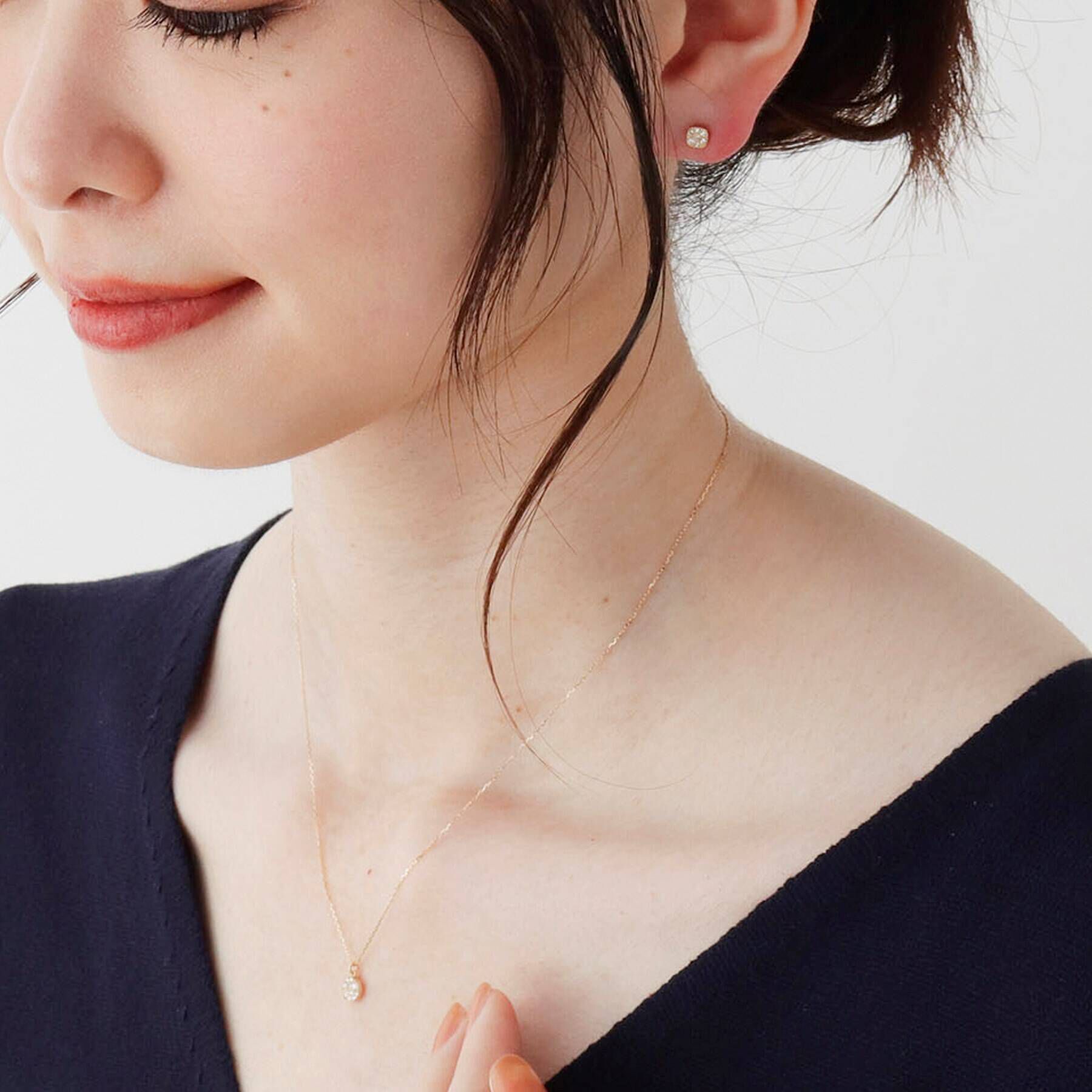 COCOSHNIK「K18ダイヤモンド ランダムパヴェ ラウンドネックレス」|ネックレス|