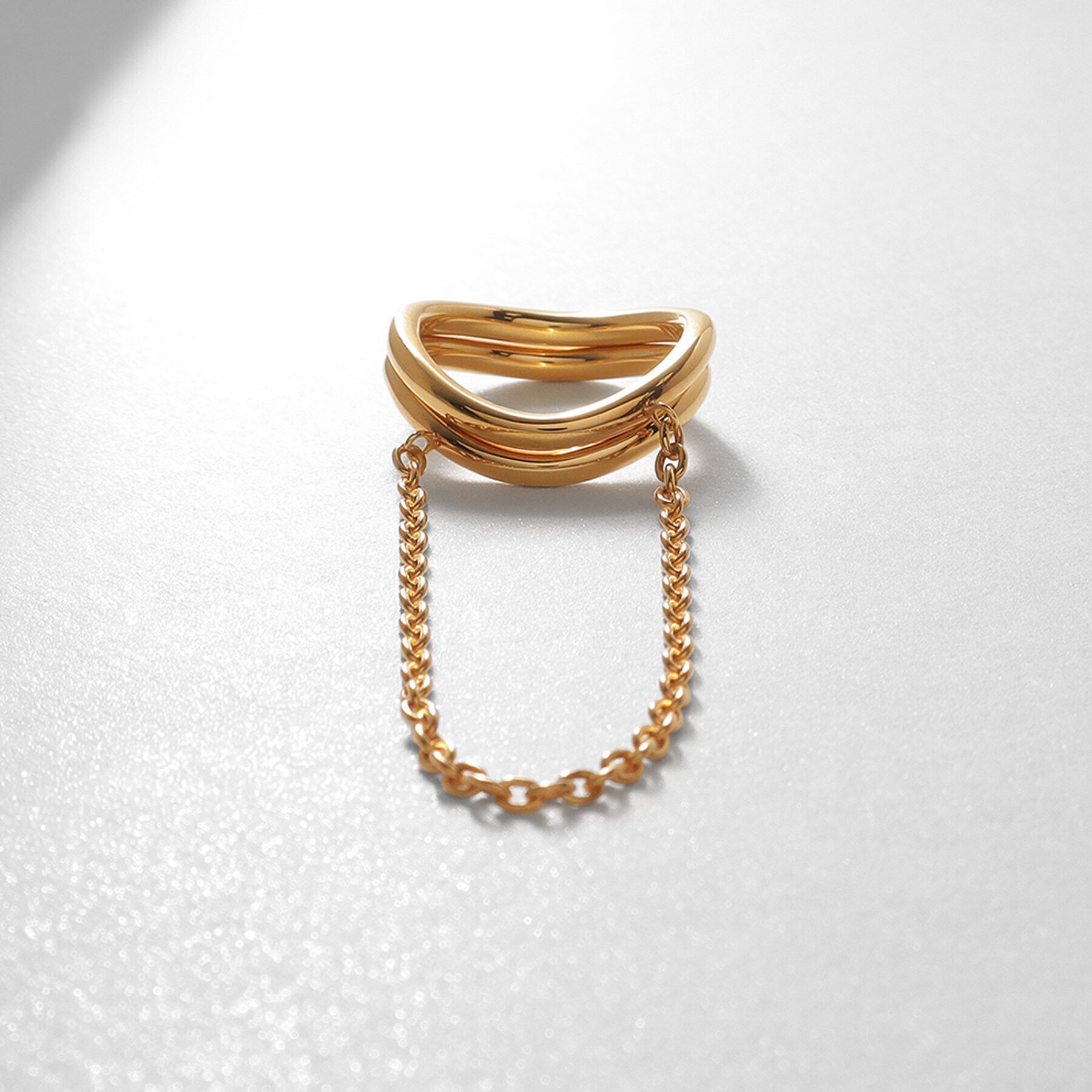 COCOSHNIK ONKITSCH「シルバー ドレープチェーン ダブルカーブリング GP」|リング|