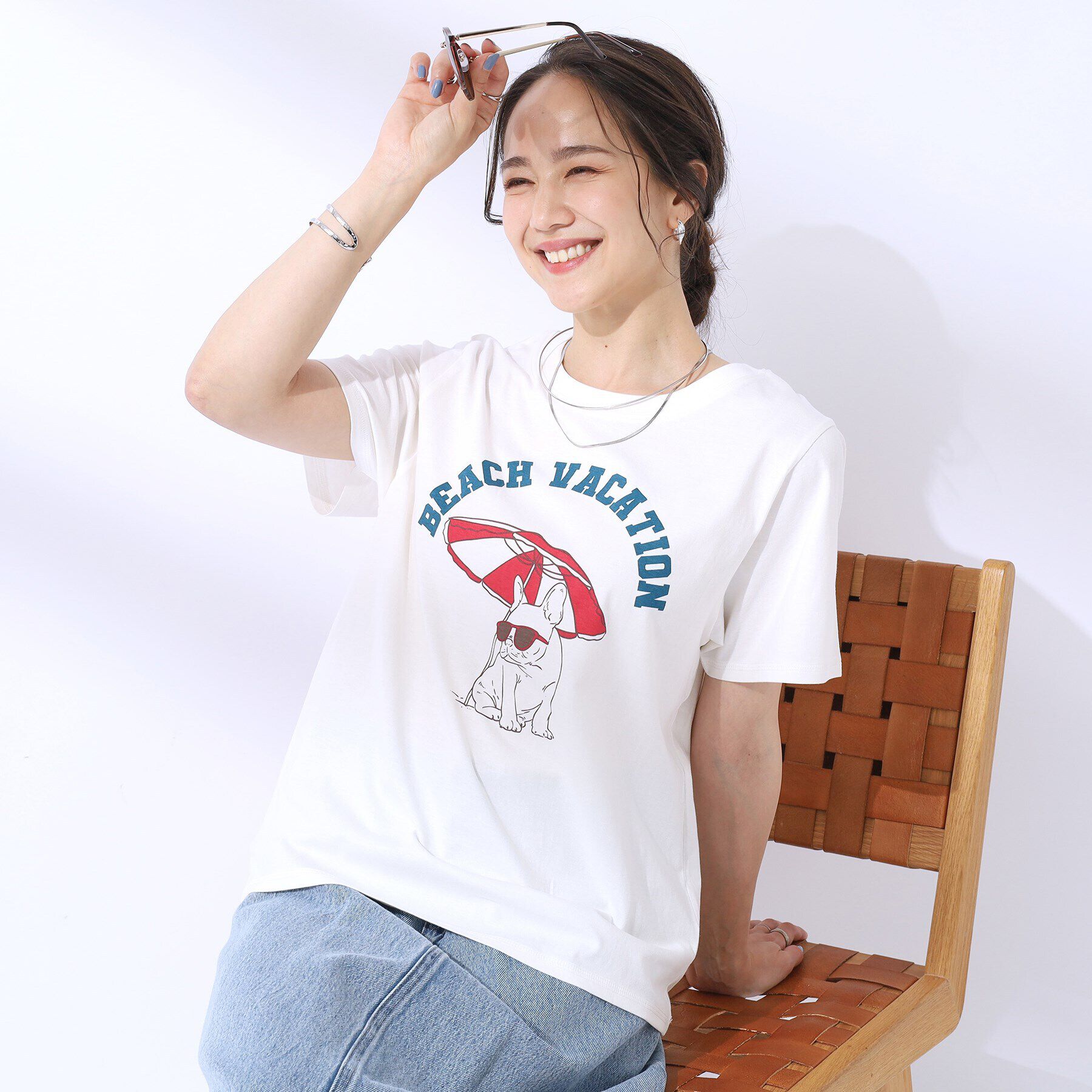 SHOO･LA･RUE「【洗える/プチプラ】プリントTシャツ」|Tシャツ・カットソー|ホワイト(902)