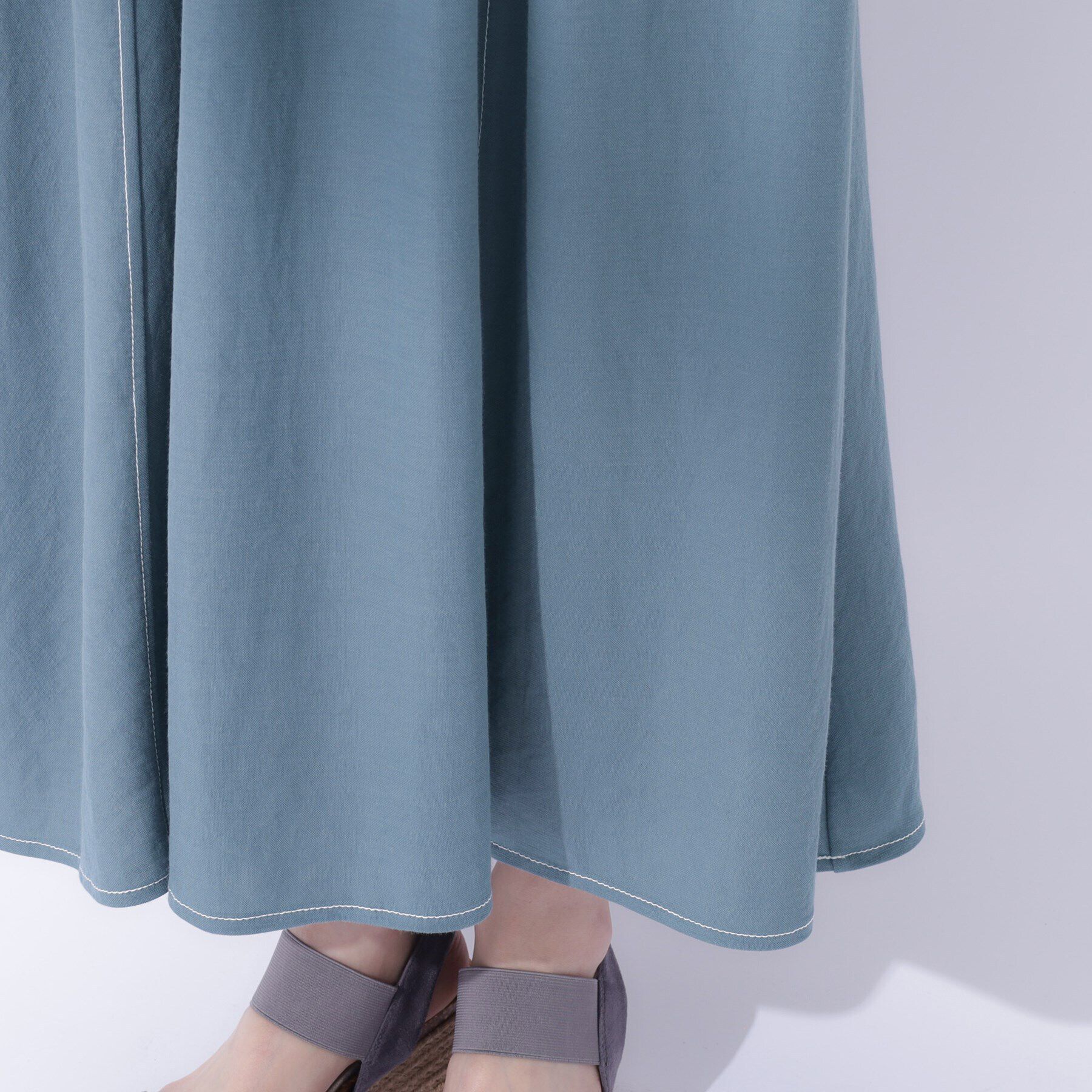 SHOO･LA･RUE「【UV】大人上品な 配色ステッチ フレアスカート」|スカート|