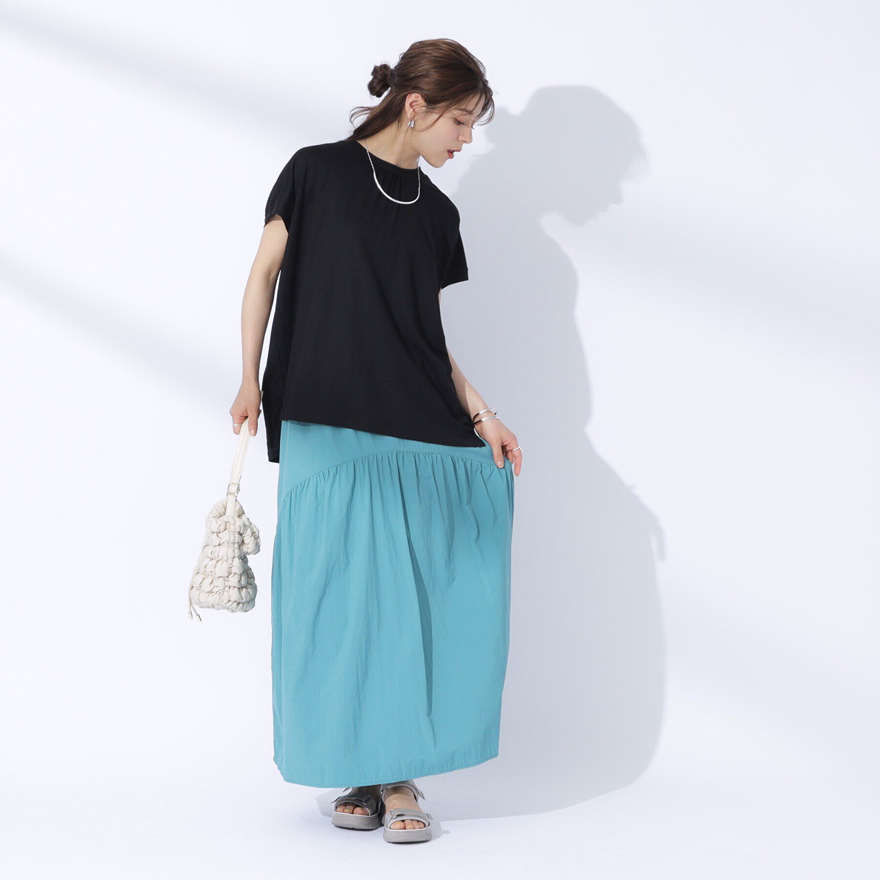 SHOO･LA･RUE「後ろ姿も抜かりなく バックシャーリング切り替えトップス」|Tシャツ・カットソー|