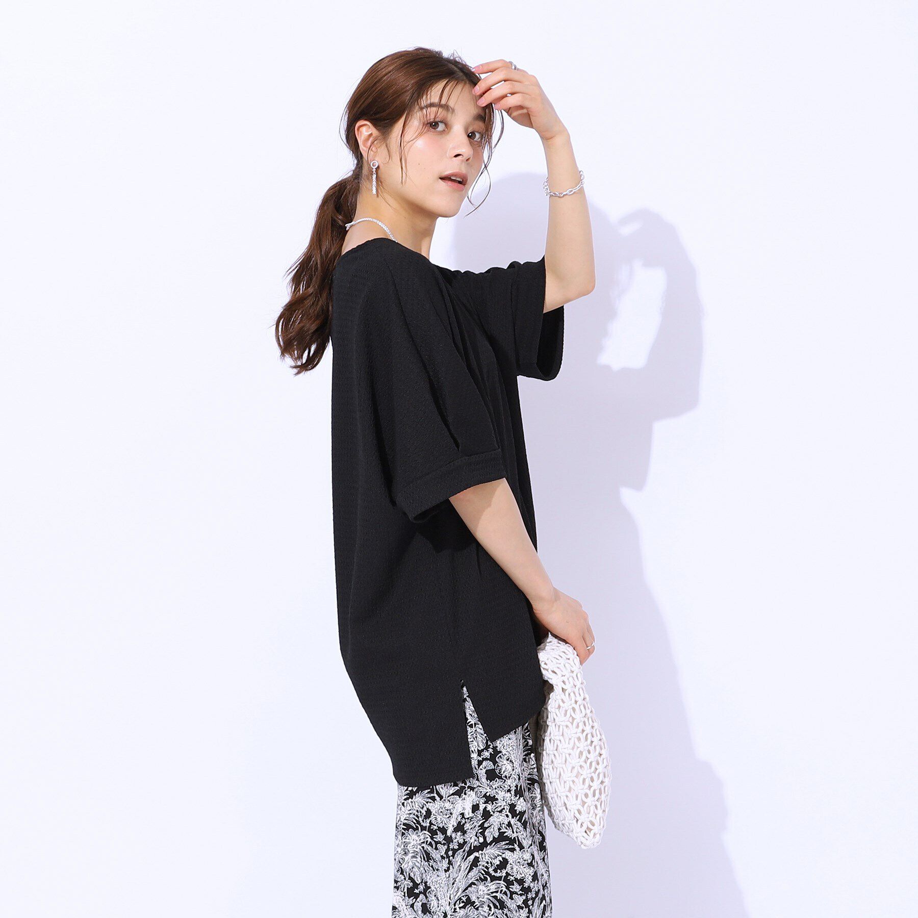 SHOO･LA･RUE「【涼やかリラクシー】アウトで決まる 5分袖ドルマントップス」|Tシャツ・カットソー|