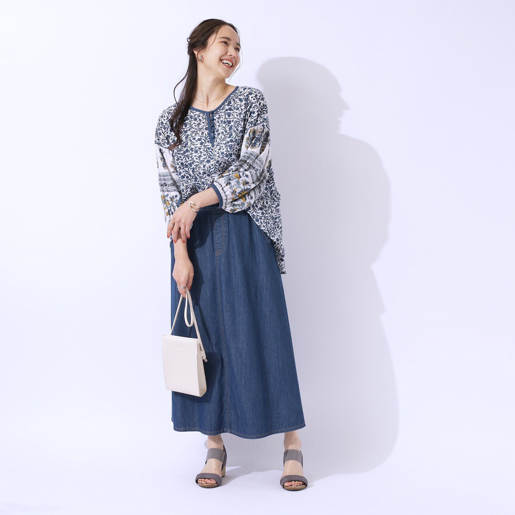 SHOO･LA･RUE「【洗える/インド綿100％】さらり軽やか お袖ボリュームブラウス」|シャツ・ブラウス|