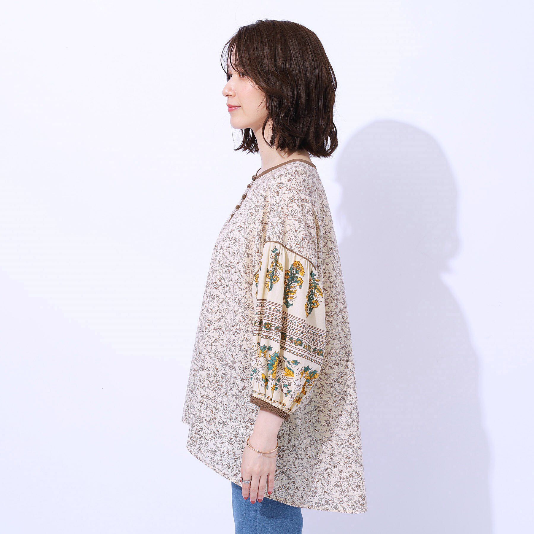 SHOO･LA･RUE「【洗える/インド綿100％】さらり軽やか お袖ボリュームブラウス」|シャツ・ブラウス|