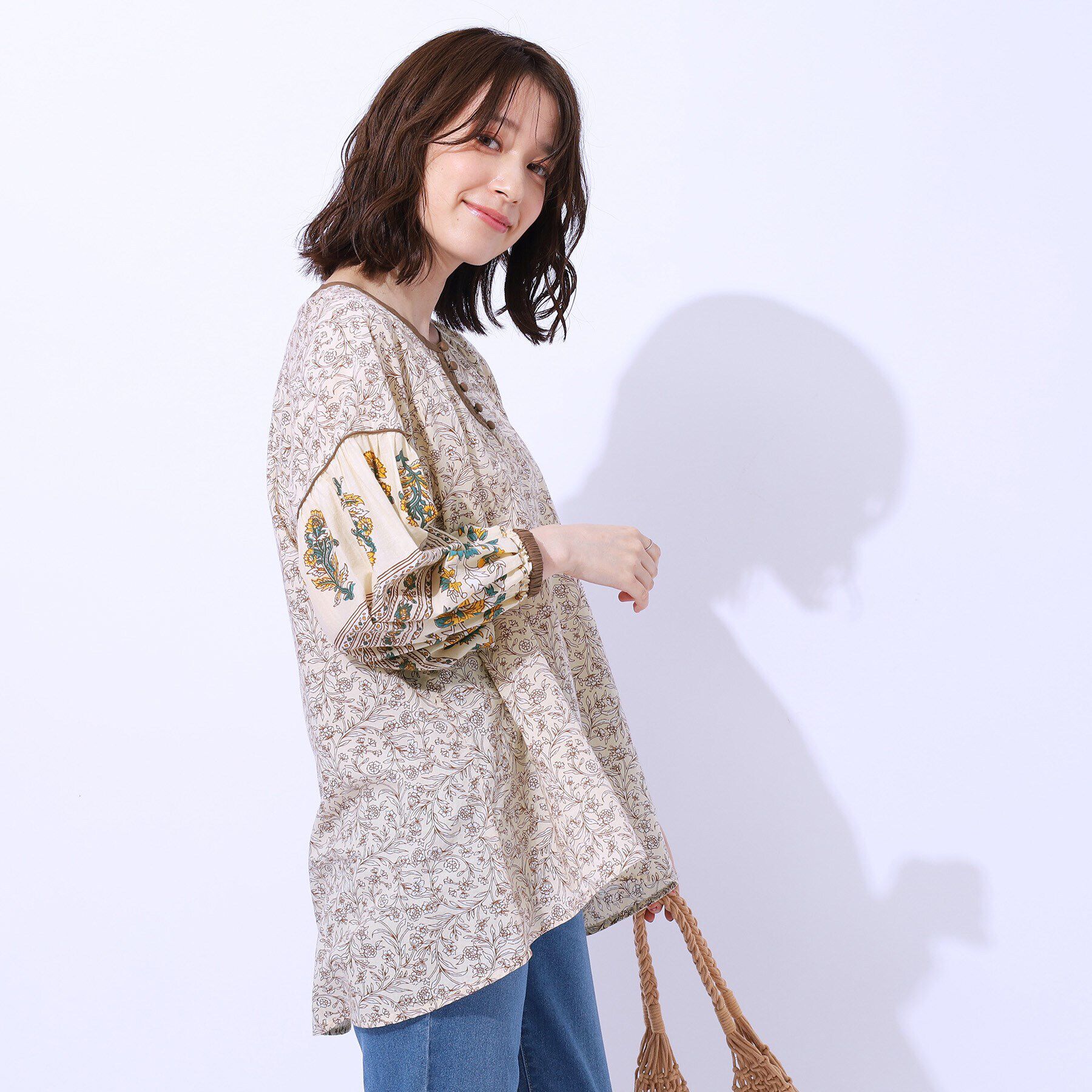 SHOO･LA･RUE「【洗える/インド綿100％】さらり軽やか お袖ボリュームブラウス」|シャツ・ブラウス|