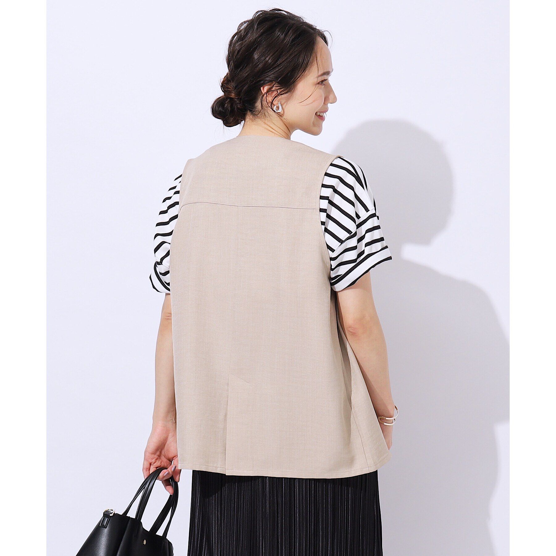 SHOO･LA･RUE「【洗える/セットアップ可】プラスワンで旬顔に 大人の麻調ジレ」|ベスト・ジレ|