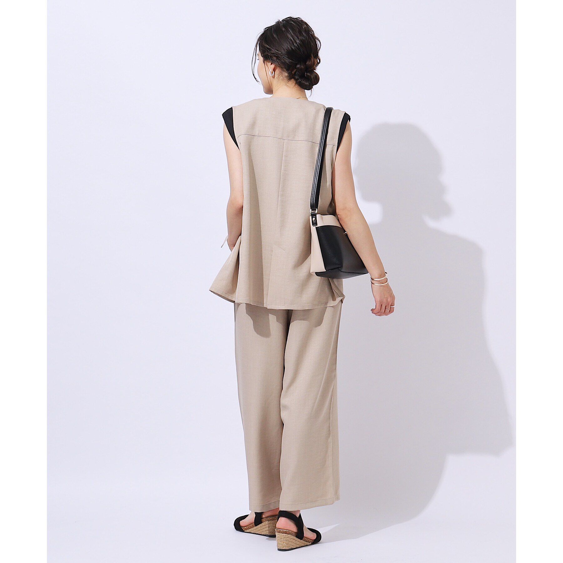 SHOO･LA･RUE「【洗える/セットアップ可】プラスワンで旬顔に 大人の麻調ジレ」|ベスト・ジレ|