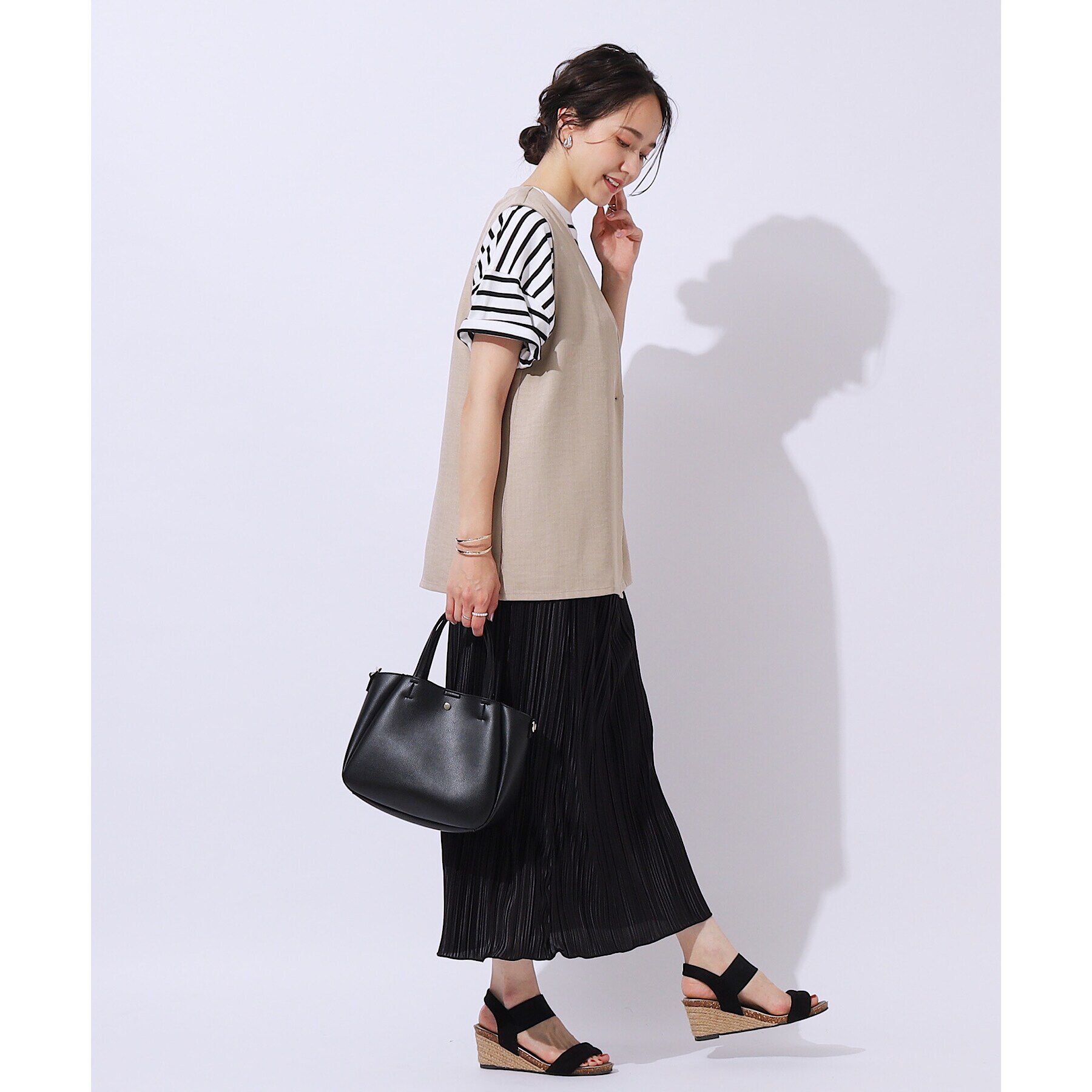 SHOO･LA･RUE「【洗える/セットアップ可】プラスワンで旬顔に 大人の麻調ジレ」|ベスト・ジレ|