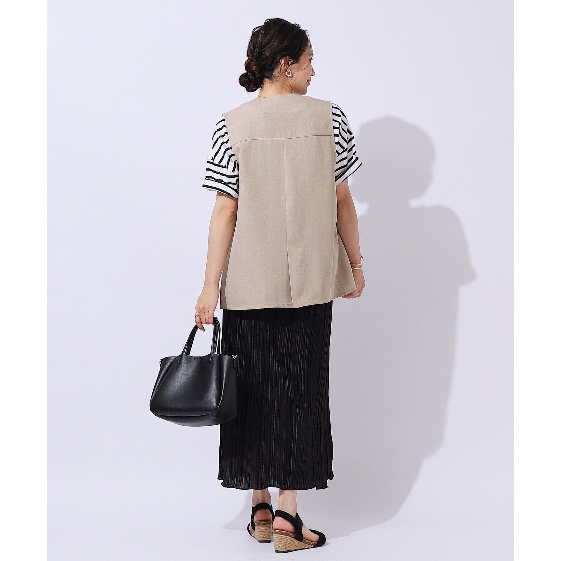 SHOO･LA･RUE「【洗える/セットアップ可】プラスワンで旬顔に 大人の麻調ジレ」|ベスト・ジレ|