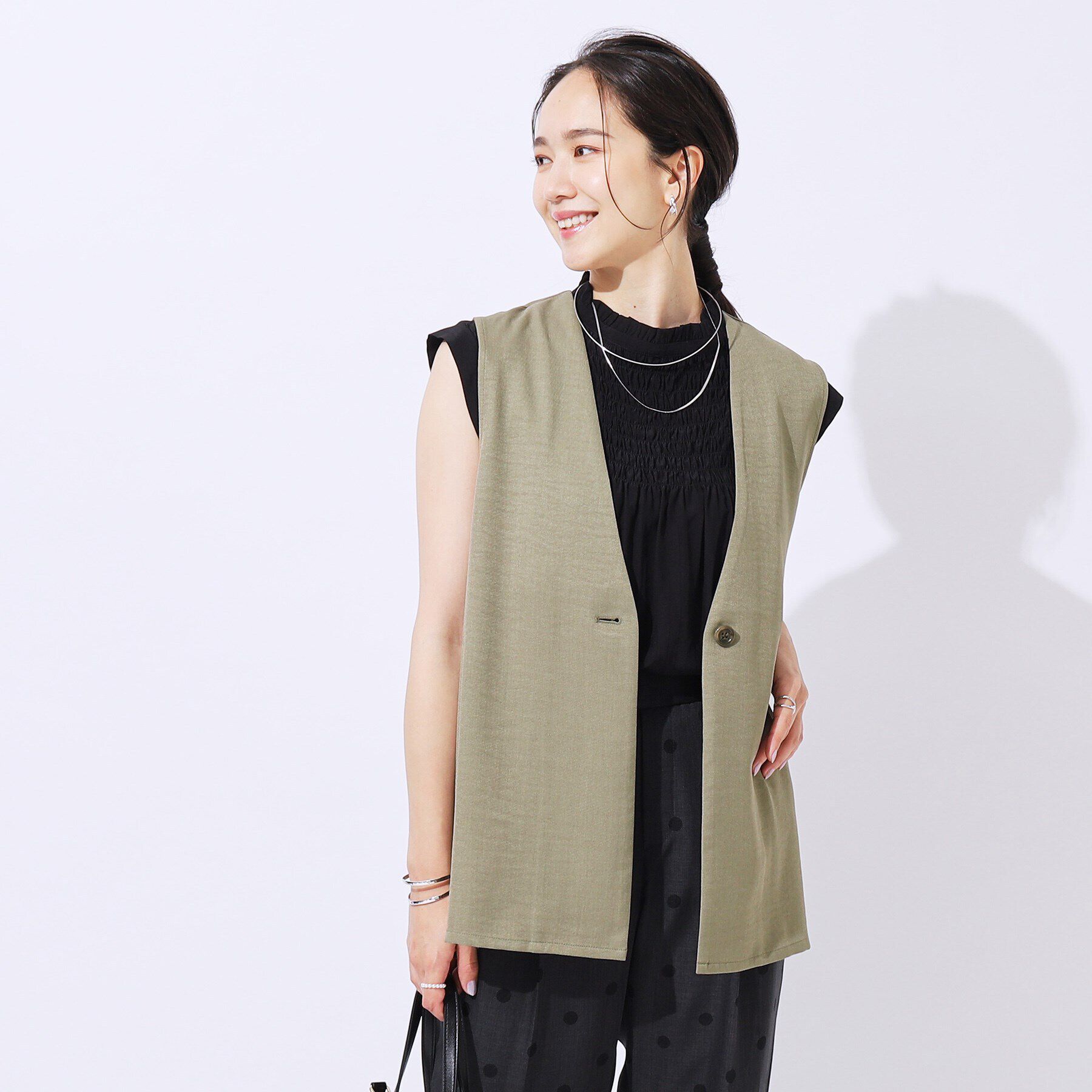 SHOO･LA･RUE「【洗える/セットアップ可】プラスワンで旬顔に 大人の麻調ジレ」|ベスト・ジレ|