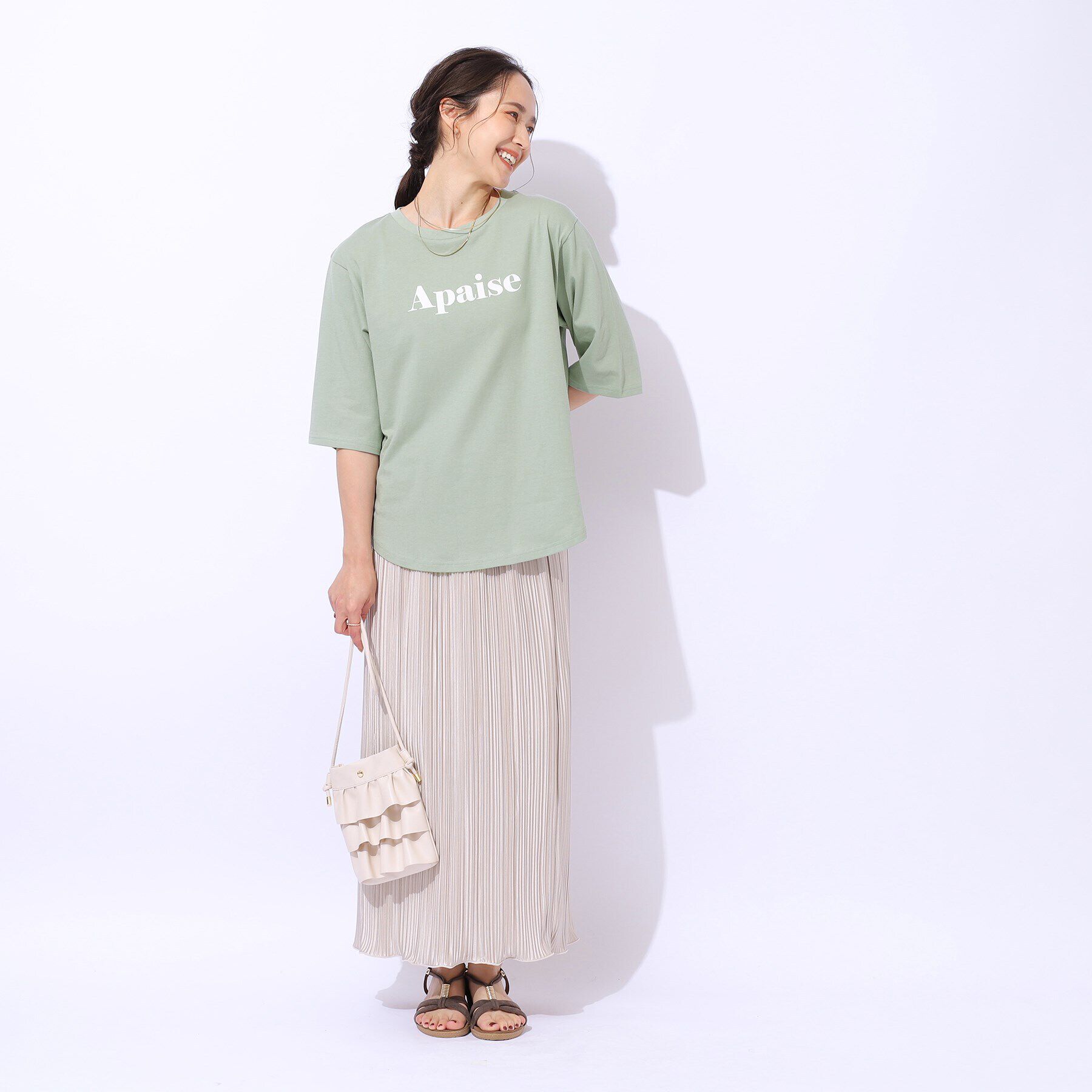 SHOO･LA･RUE「【洗える/綿100%/プチプラ】アウトも決まる ラウンドヘム プリントTシャツ」|Tシャツ・カットソー|