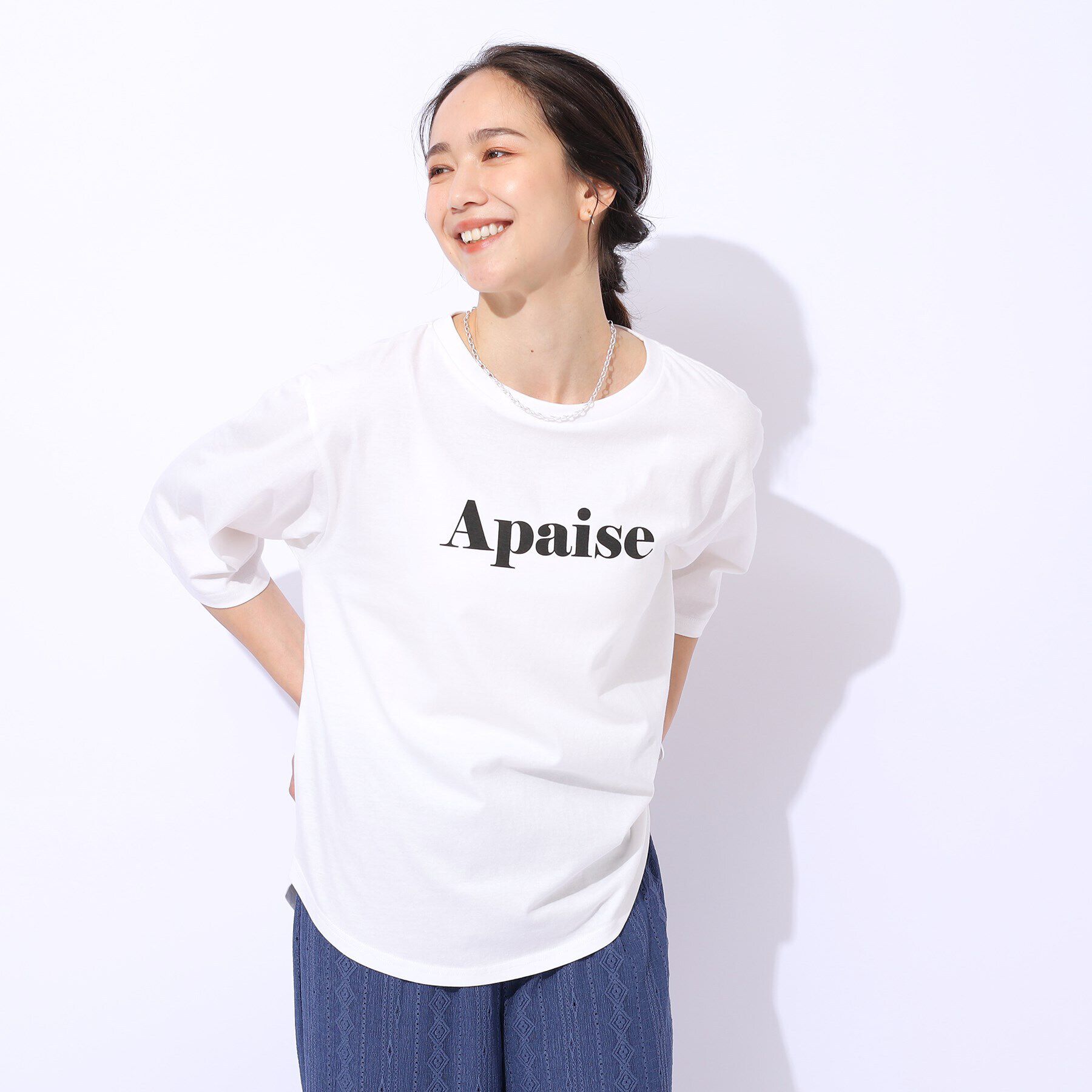 SHOO･LA･RUE「【洗える/綿100%/プチプラ】アウトも決まる ラウンドヘム プリントTシャツ」|Tシャツ・カットソー|