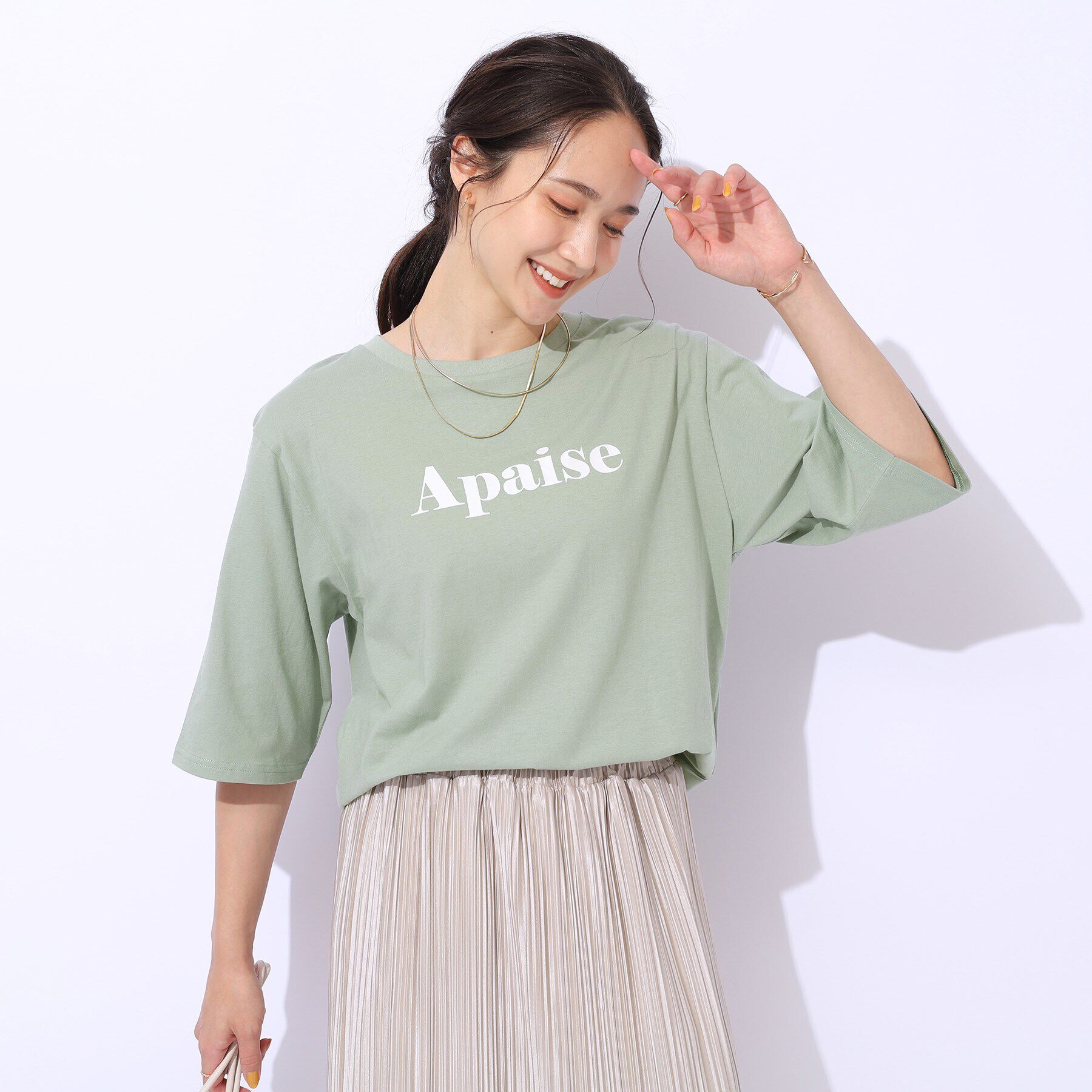 SHOO･LA･RUE「【洗える/綿100%/プチプラ】アウトも決まる ラウンドヘム プリントTシャツ」|Tシャツ・カットソー|