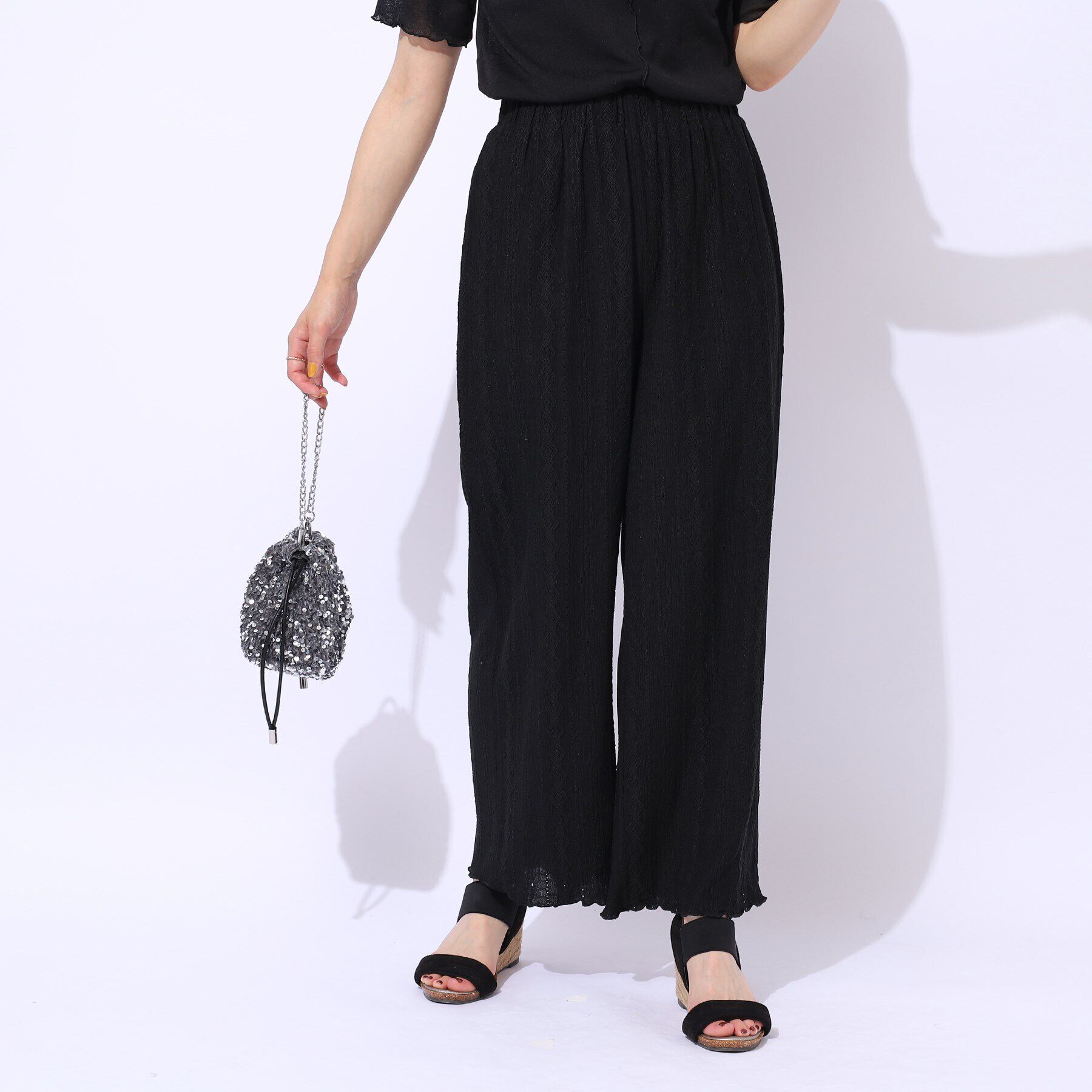 SHOO･LA･RUE「【洗える】甘すぎない大人のレース使い ストレートイージーパンツ」|その他|