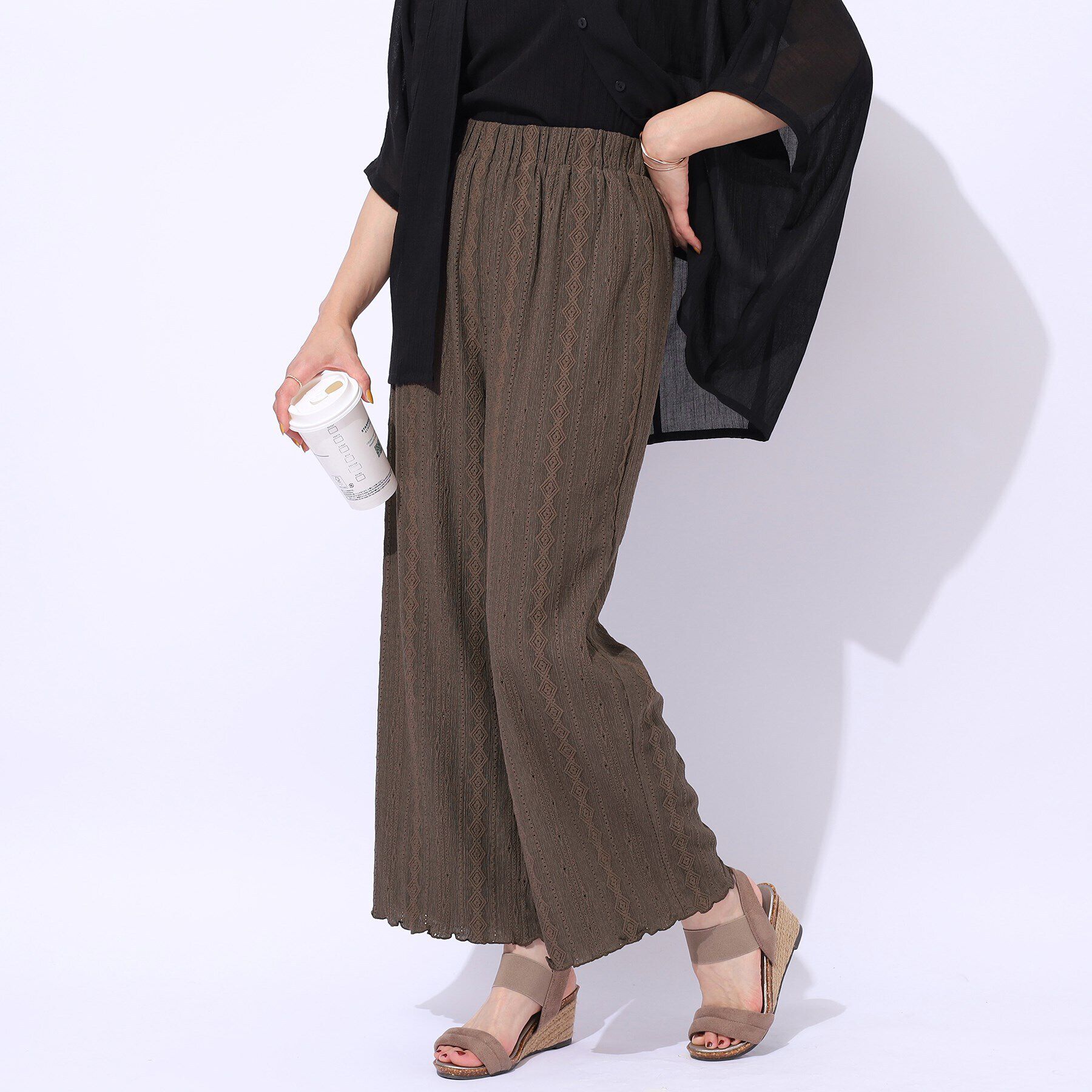 SHOO･LA･RUE「【洗える】甘すぎない大人のレース使い ストレートイージーパンツ」|その他|トープ(054)