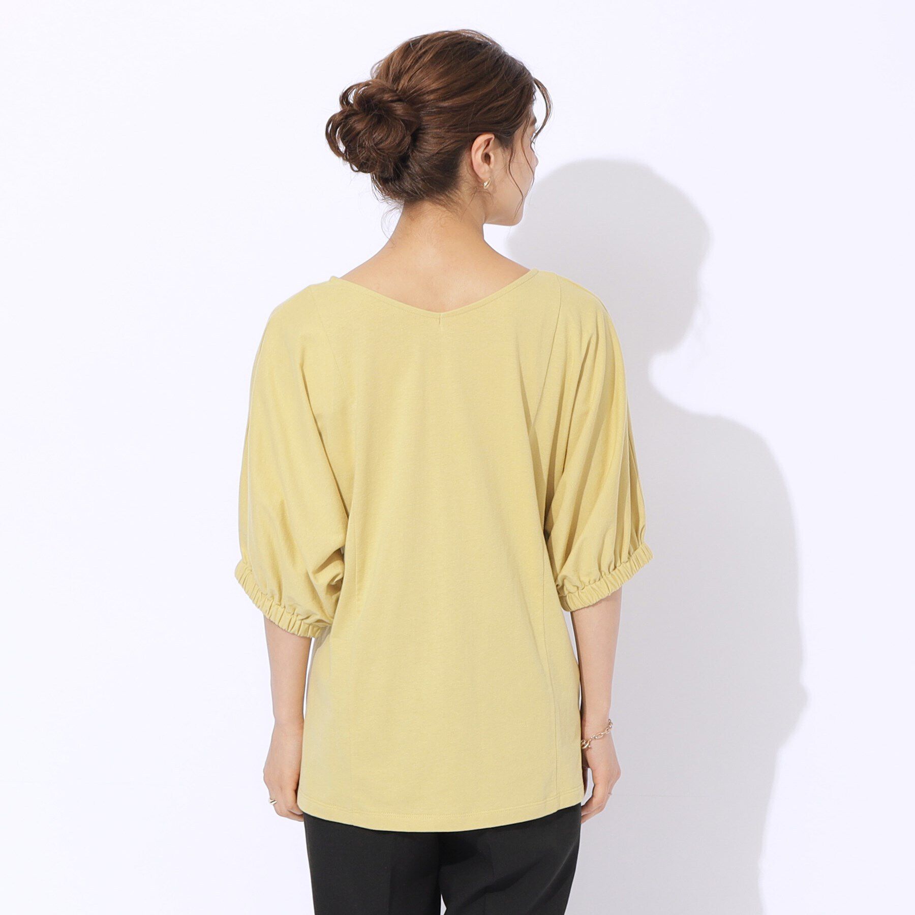 SHOO･LA･RUE「【洗える】ウエスト調節可能 ドロスト5分袖トップス」|Tシャツ・カットソー|