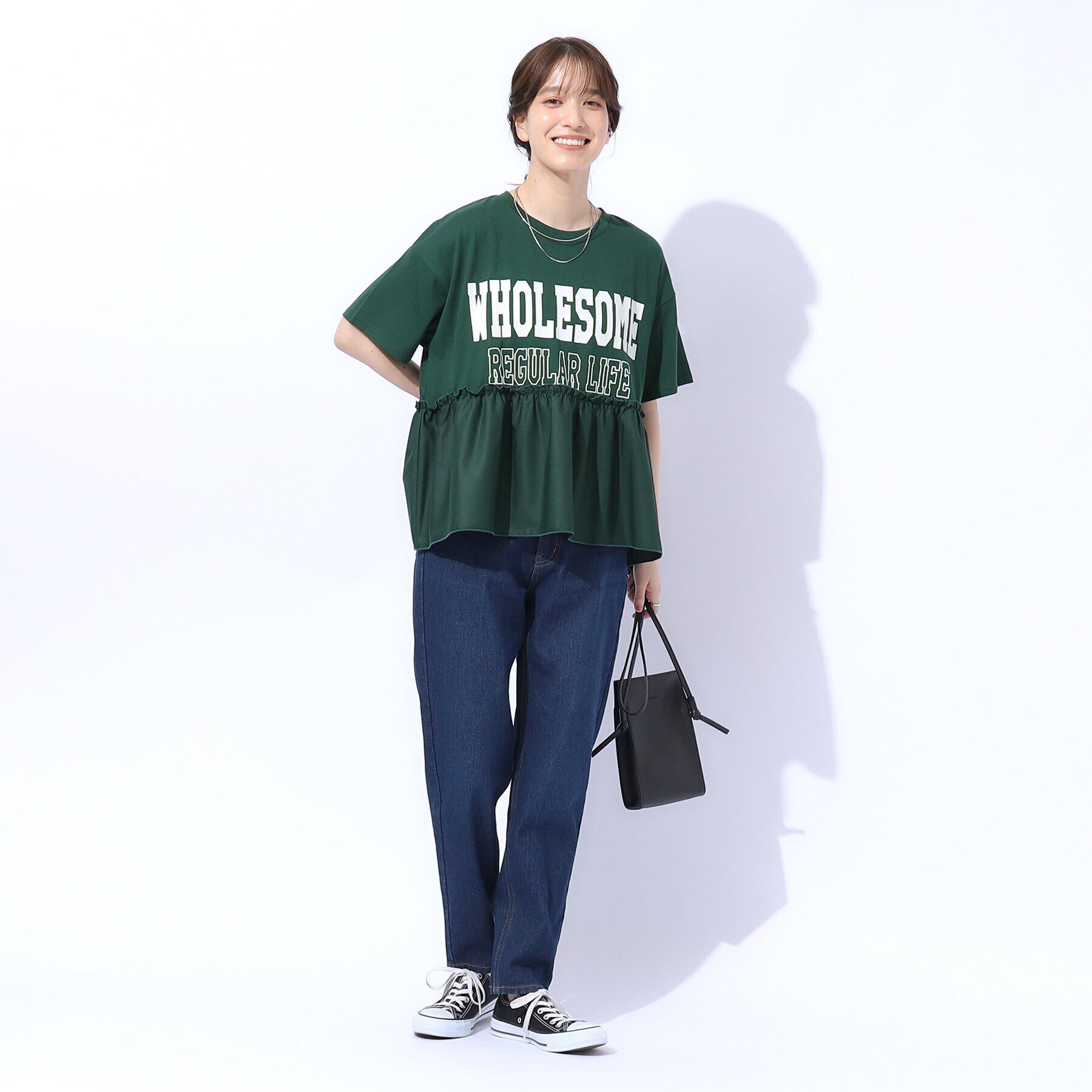 SHOO･LA･RUE「一枚でこなれ見え 裾フリル切り替えTシャツ」|Tシャツ・カットソー|