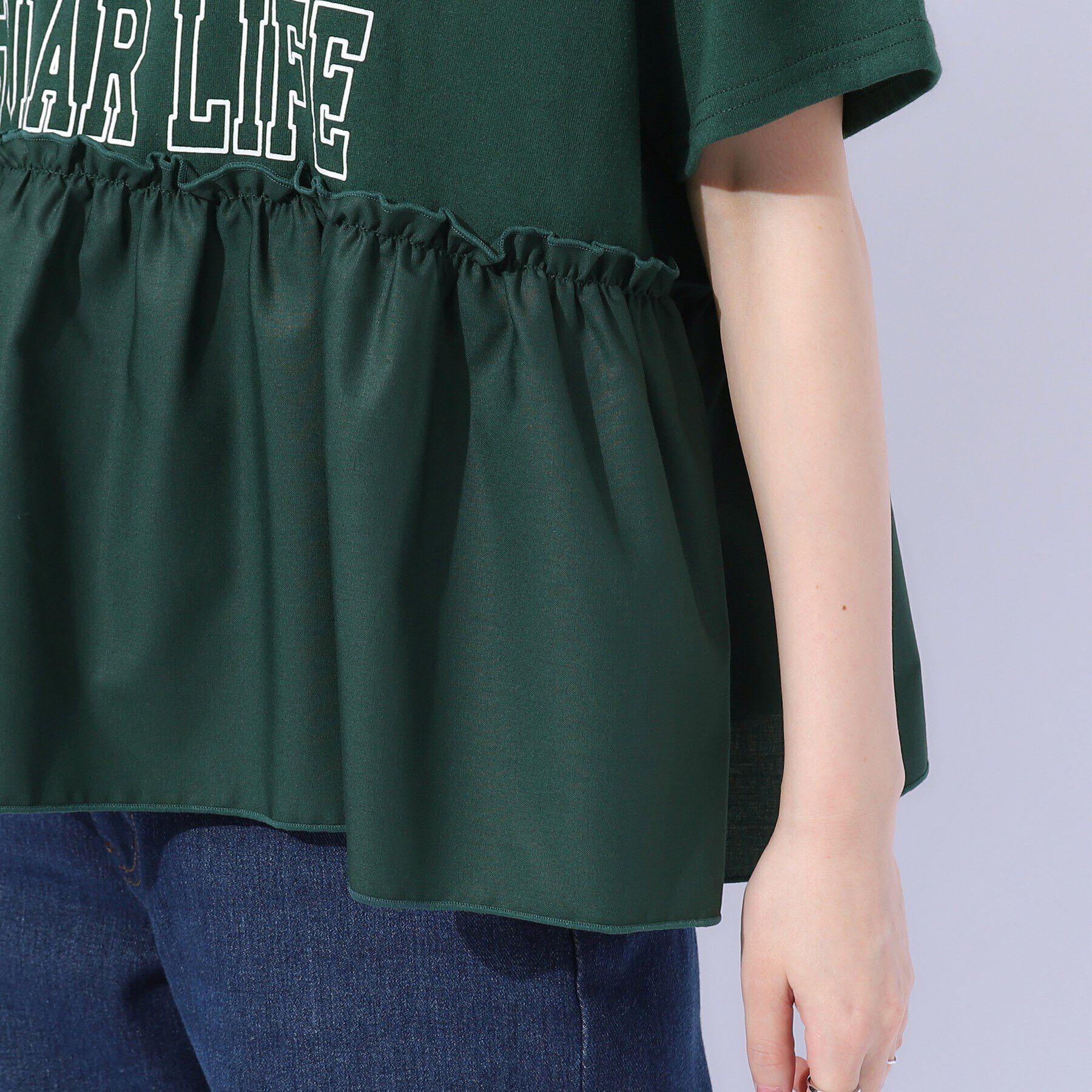 SHOO･LA･RUE「一枚でこなれ見え 裾フリル切り替えTシャツ」|Tシャツ・カットソー|