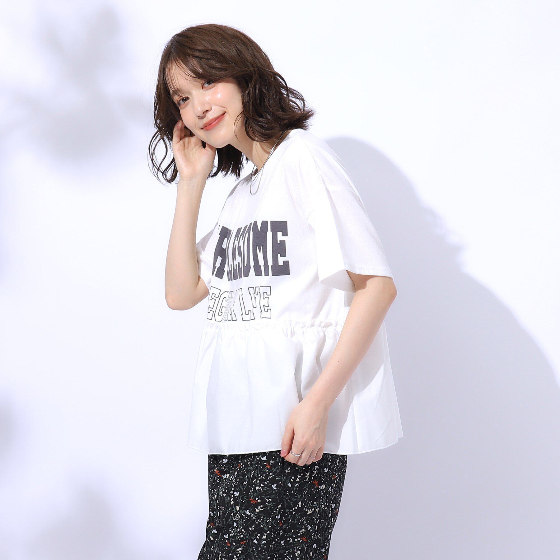 SHOO･LA･RUE「一枚でこなれ見え 裾フリル切り替えTシャツ」|Tシャツ・カットソー|