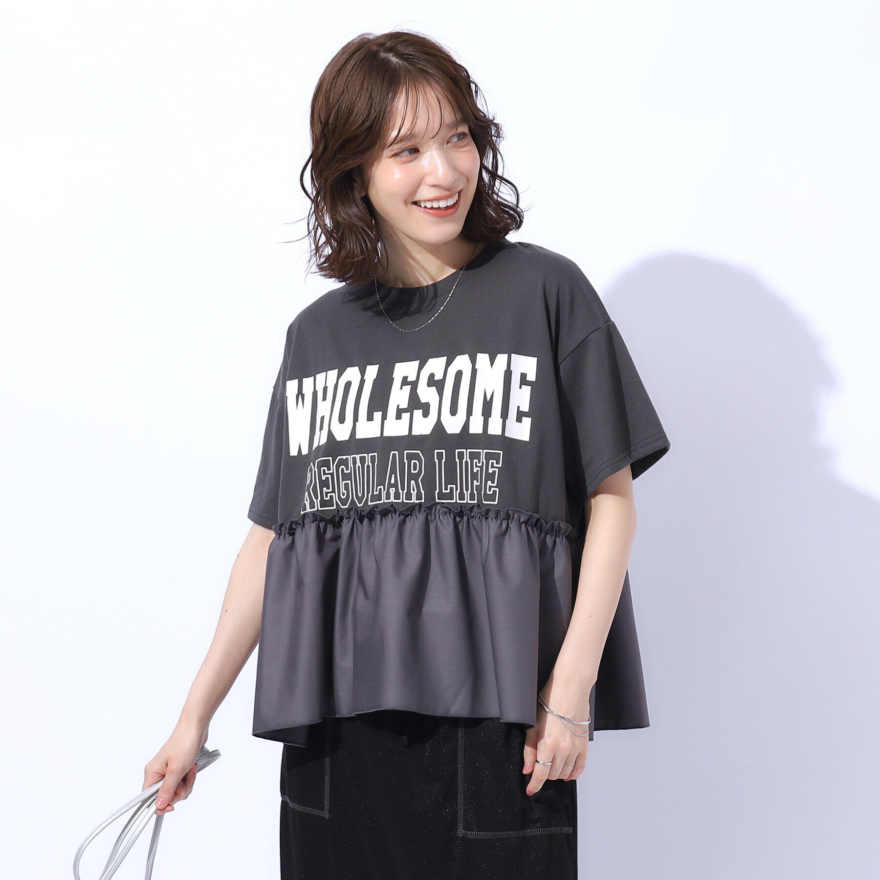 SHOO･LA･RUE「一枚でこなれ見え 裾フリル切り替えTシャツ」|Tシャツ・カットソー|