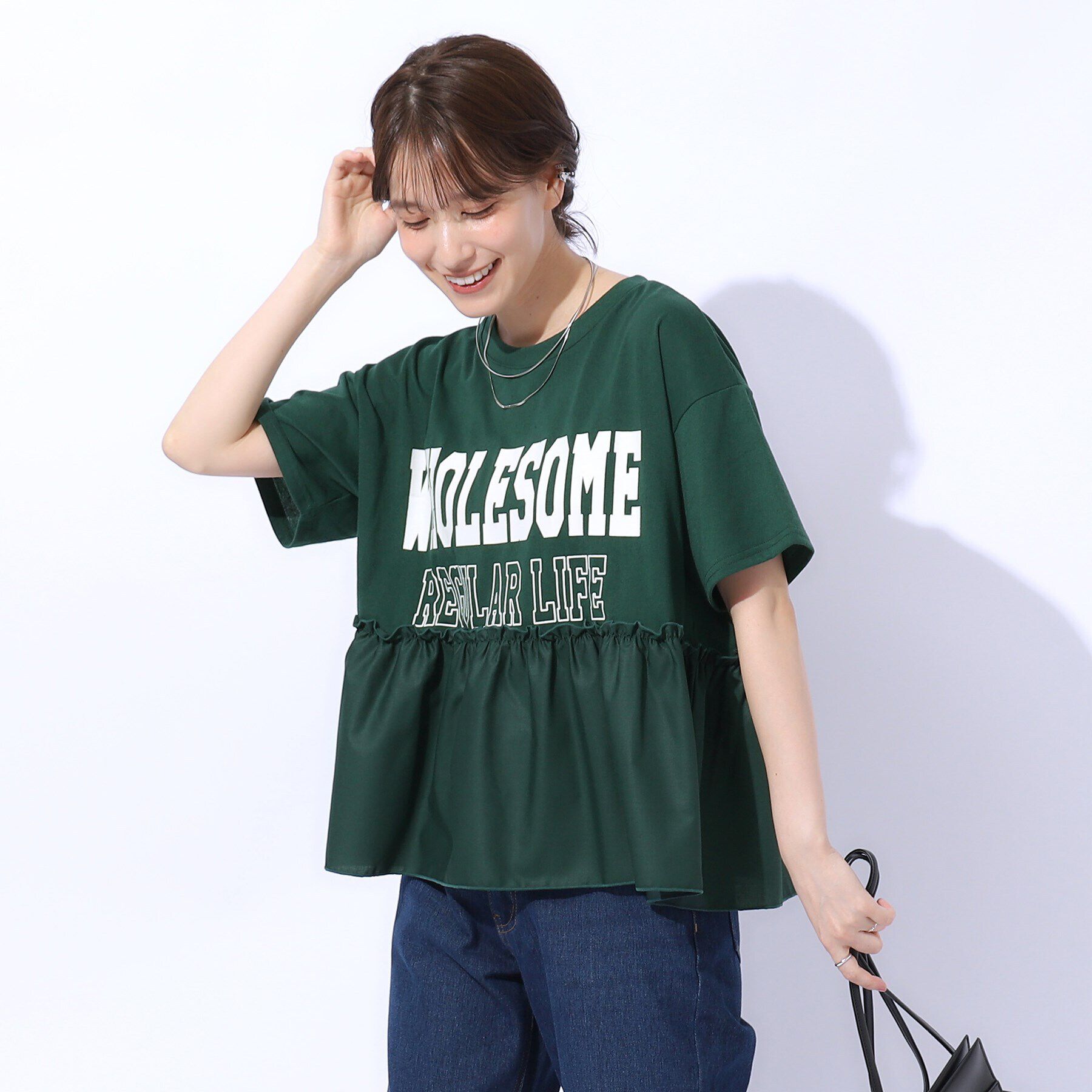 SHOO･LA･RUE「一枚でこなれ見え 裾フリル切り替えTシャツ」|Tシャツ・カットソー|