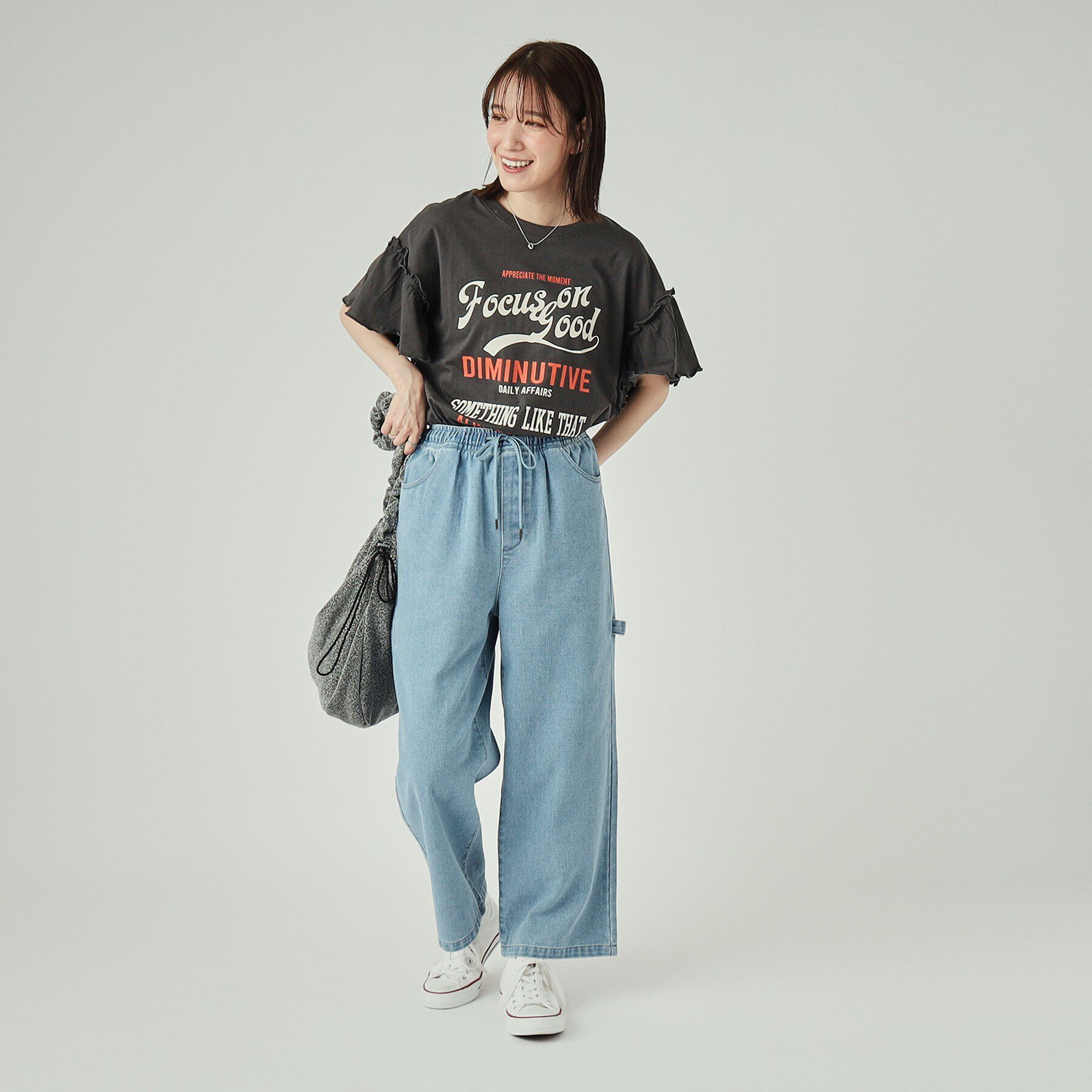 SHOO･LA･RUE「【洗える】ロゴデザインでこなれ見え フリルスリーブTシャツ」|Tシャツ・カットソー|