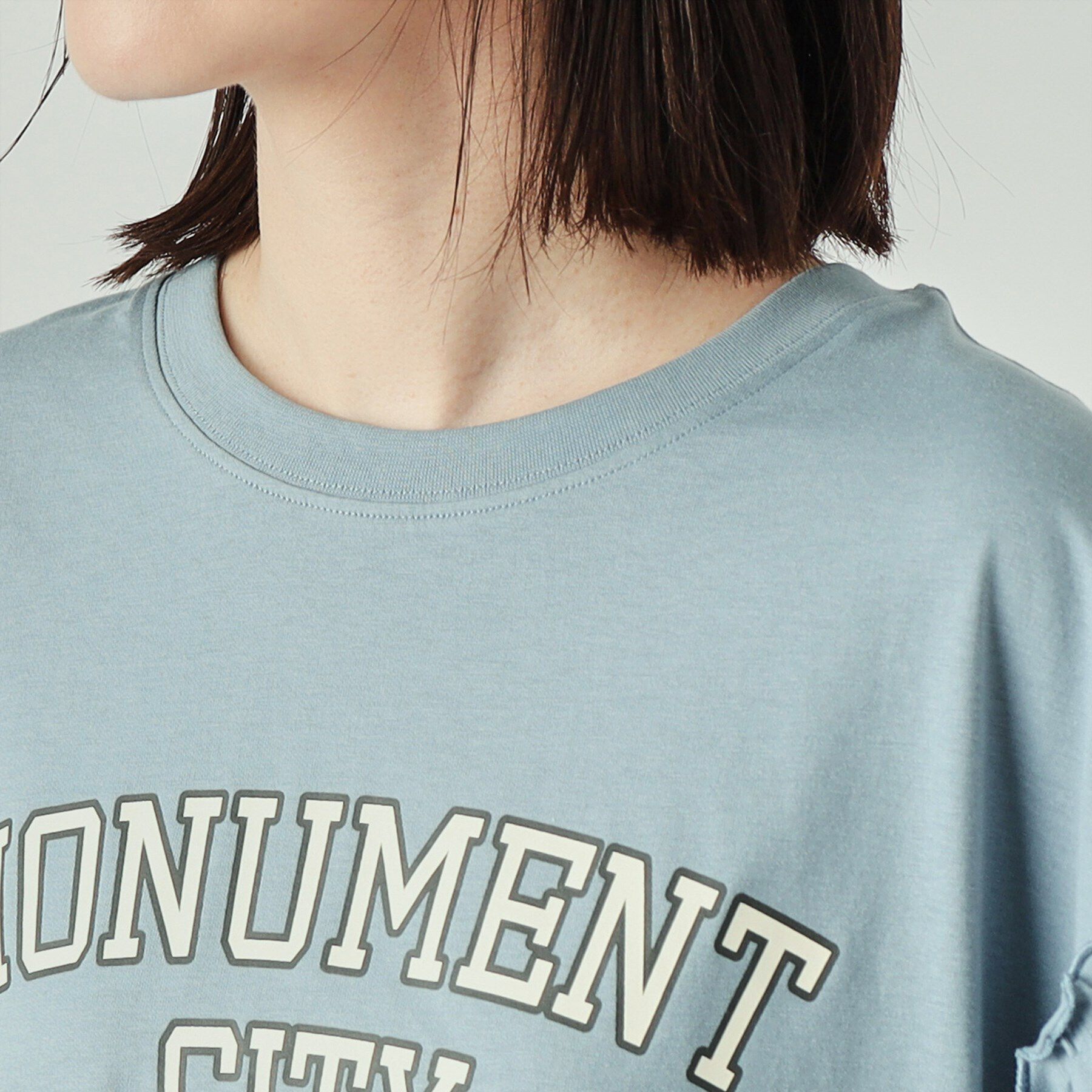 SHOO･LA･RUE「【洗える】ロゴデザインでこなれ見え フリルスリーブTシャツ」|Tシャツ・カットソー|