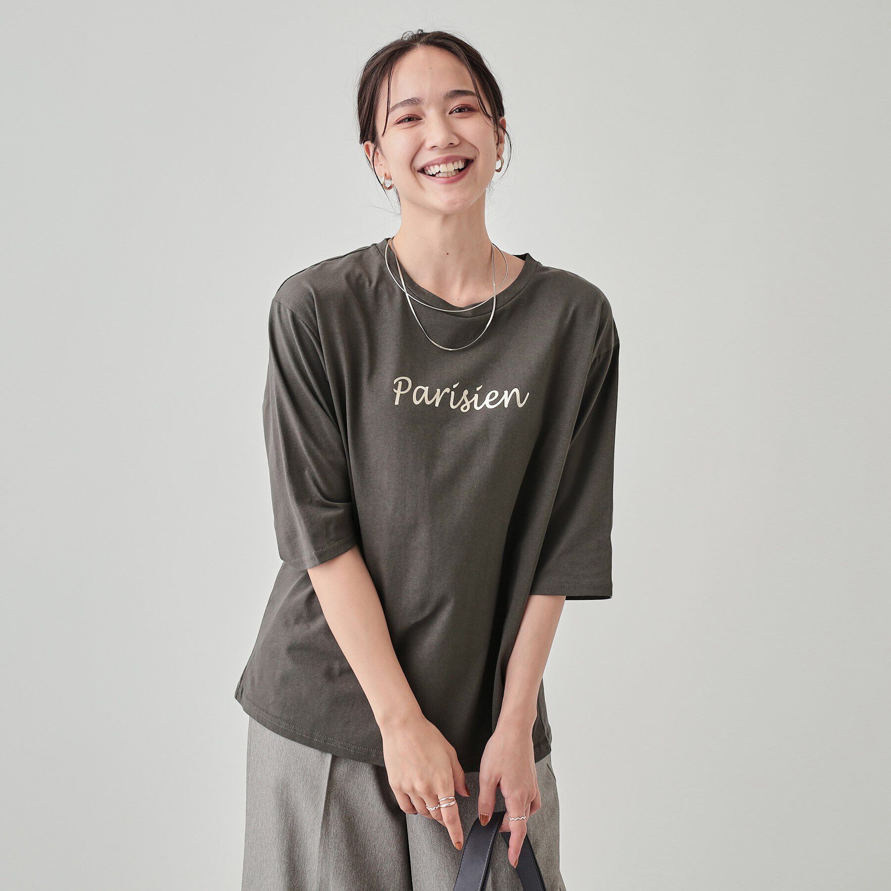 SHOO･LA･RUE「【UV】二の腕カバーにも USAコットンロゴTシャツ」|Tシャツ・カットソー|