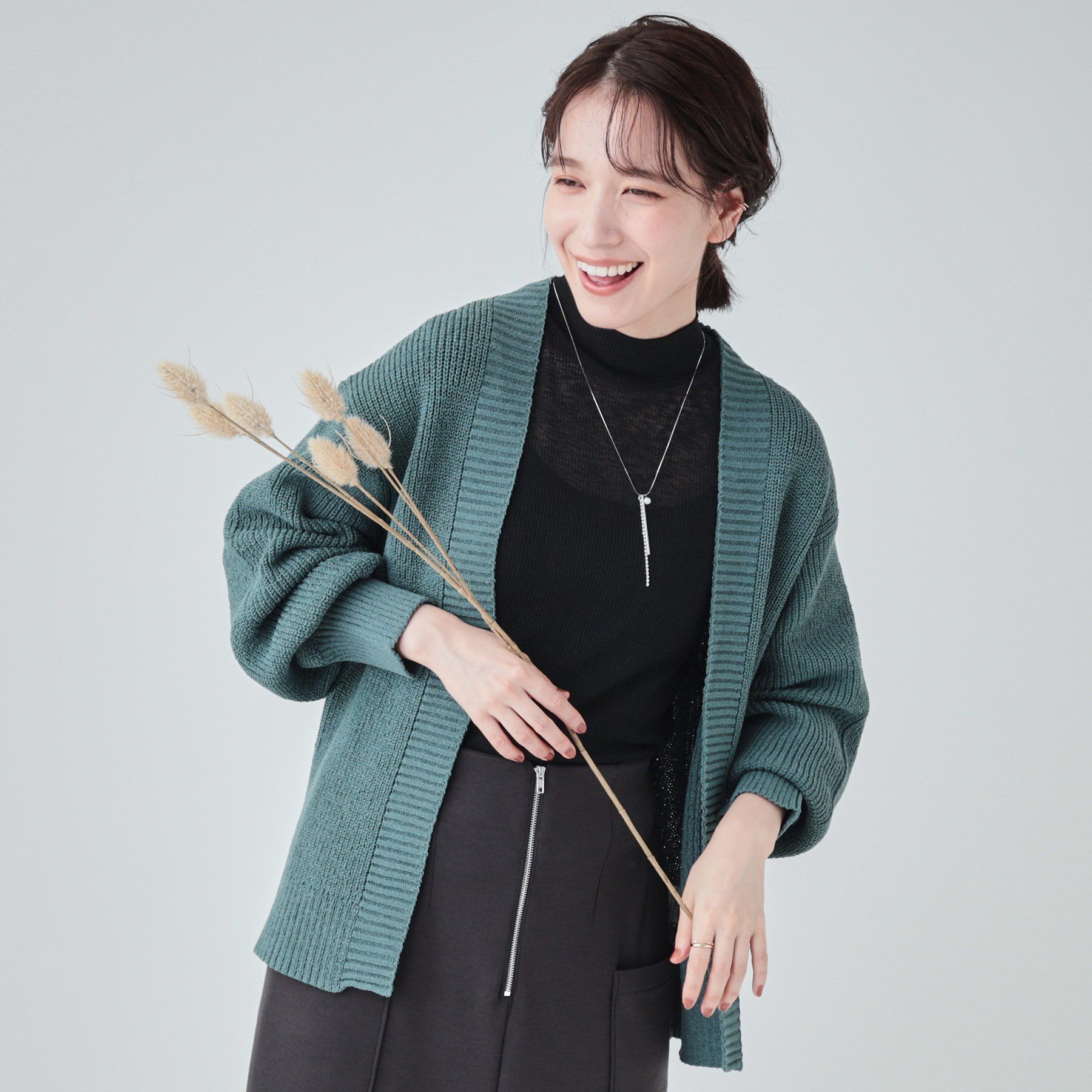 SHOO･LA･RUE「【洗える】ざっくり編みトッパーカーディガン」|カーディガン|ブルー(092)