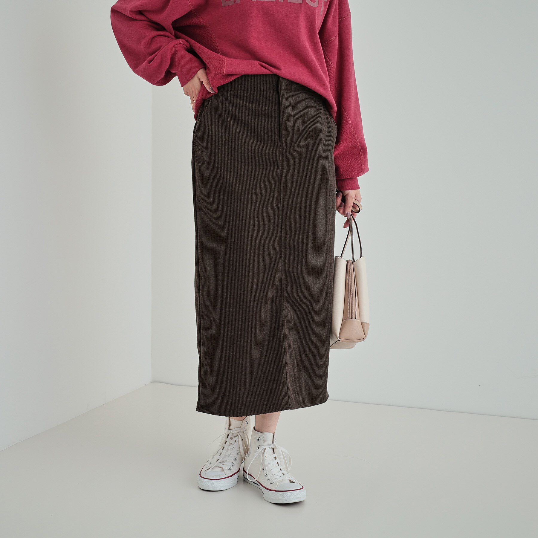 SHOO･LA･RUE「【洗える】あったかコーデュロイナロースカート」|スカート|