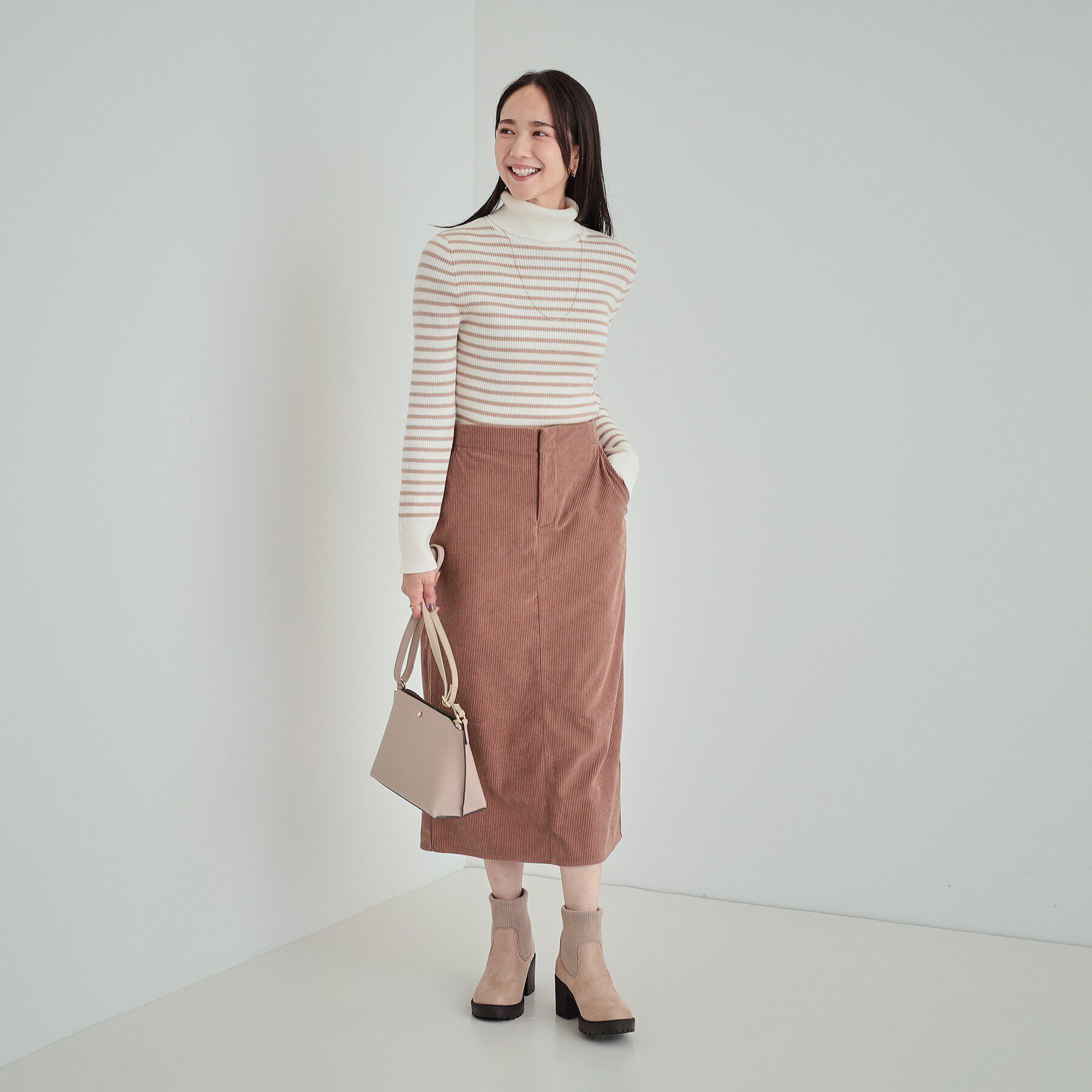 SHOO･LA･RUE「【洗える】あったかコーデュロイナロースカート」|スカート|