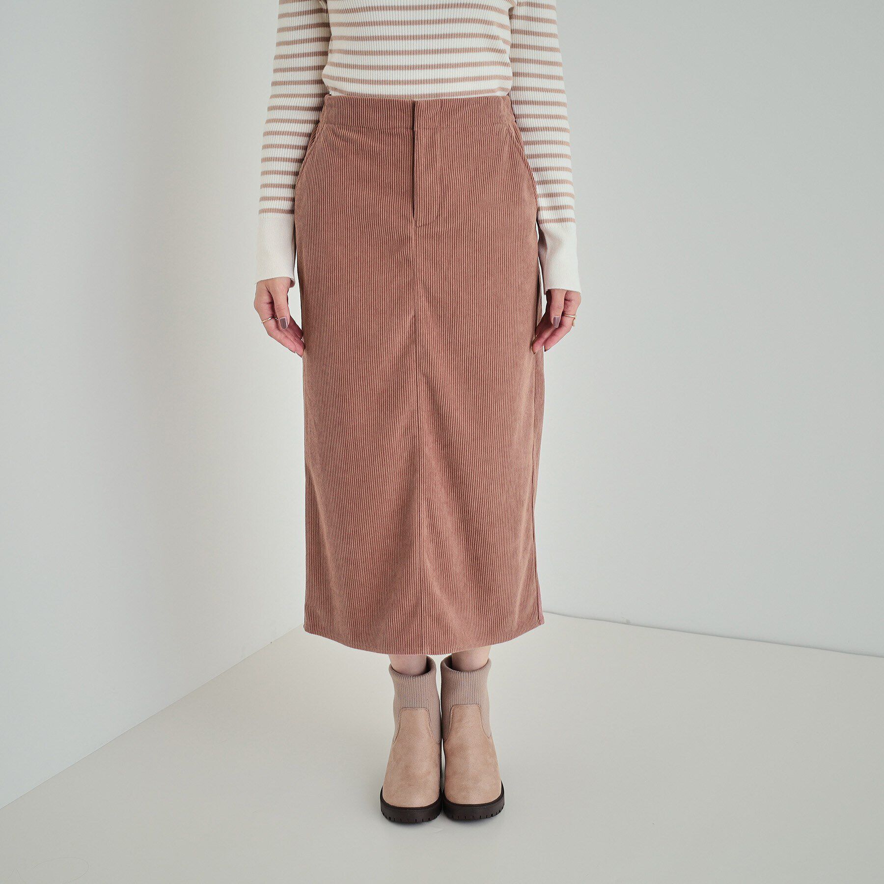 SHOO･LA･RUE「【洗える】あったかコーデュロイナロースカート」|スカート|