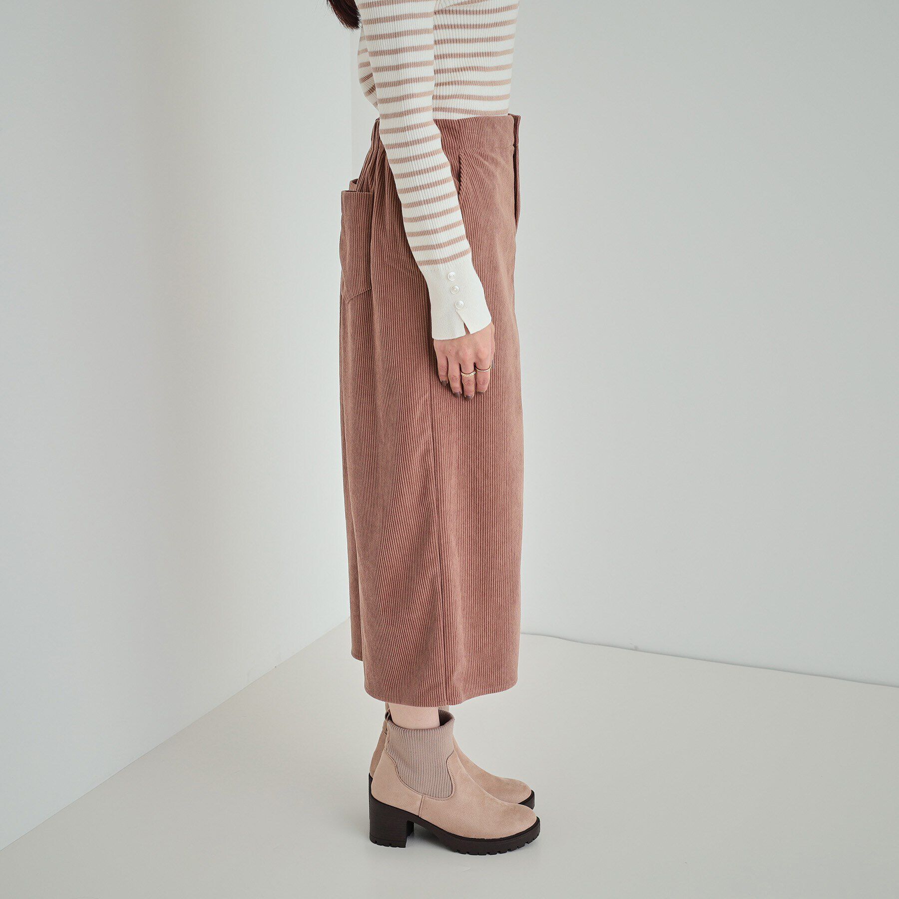 SHOO･LA･RUE「【洗える】あったかコーデュロイナロースカート」|スカート|