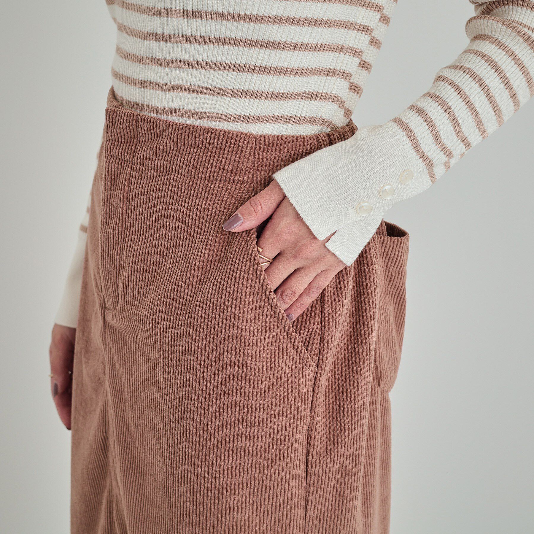 SHOO･LA･RUE「【洗える】あったかコーデュロイナロースカート」|スカート|