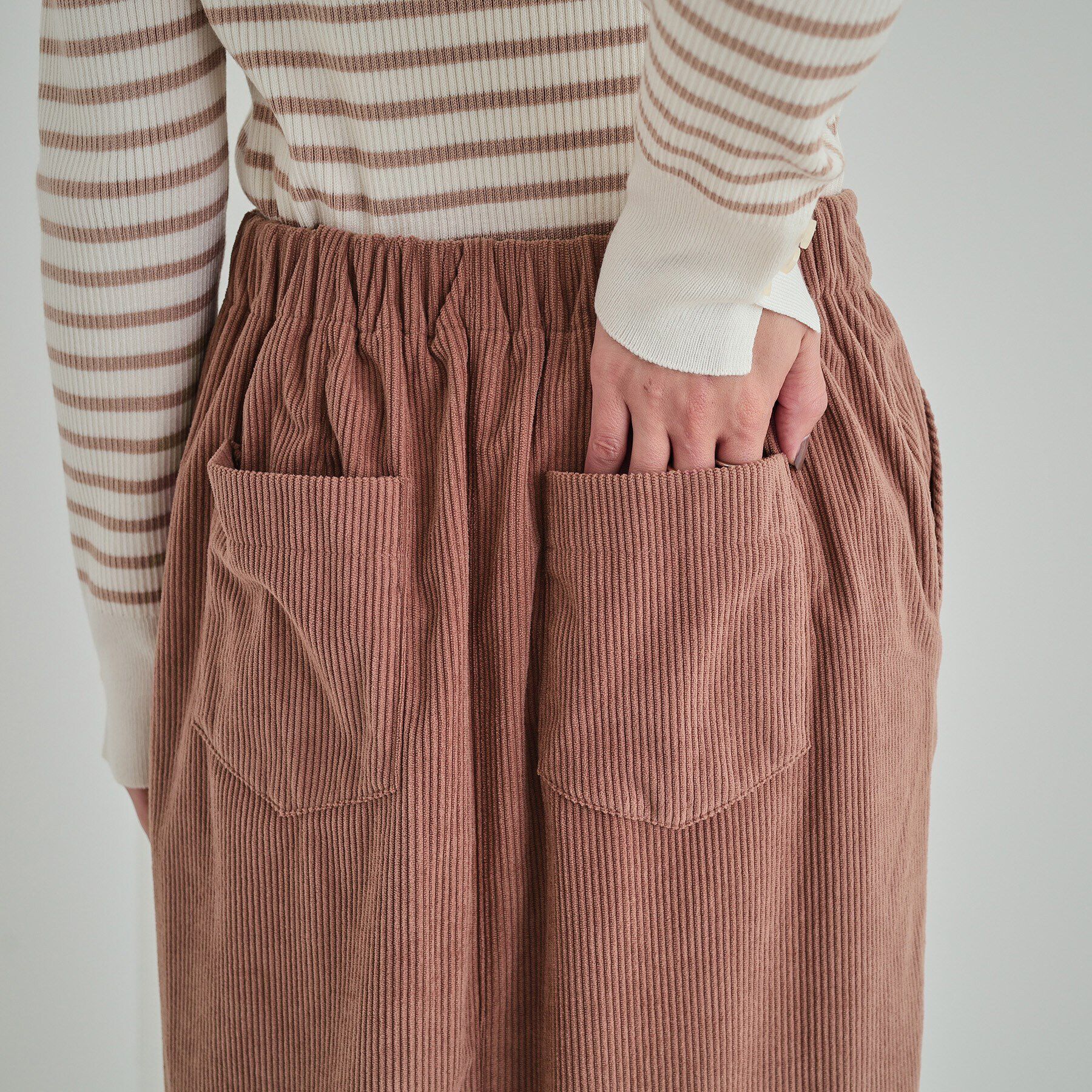 SHOO･LA･RUE「【洗える】あったかコーデュロイナロースカート」|スカート|