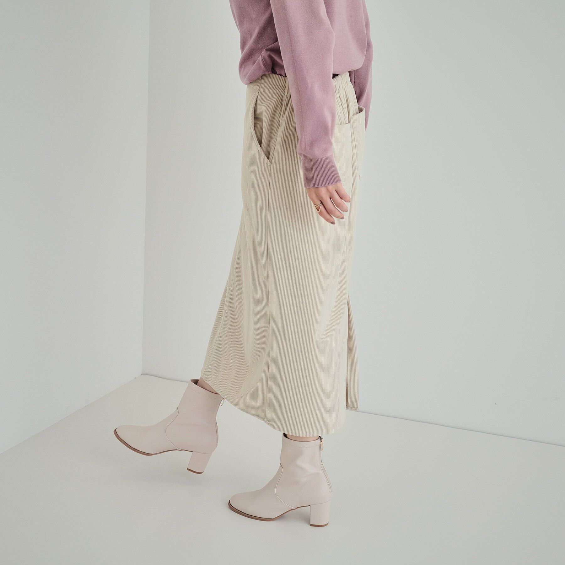 SHOO･LA･RUE「【洗える】あったかコーデュロイナロースカート」|スカート|