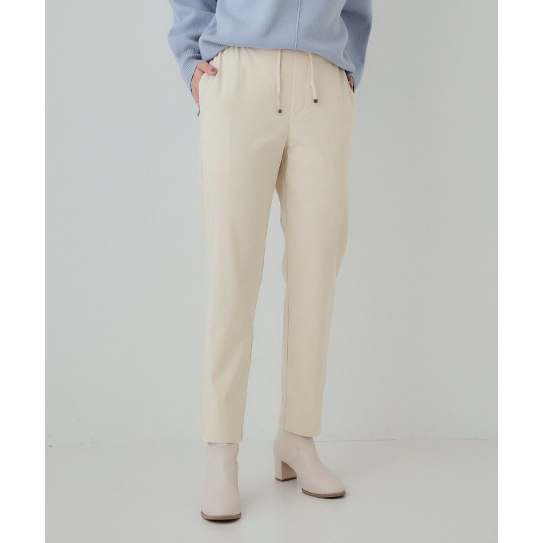 SHOO･LA･RUE「【洗える/SS-3L】あったか裏起毛 ストレッチ テーパードパンツ」|その他|アイボリー(004)