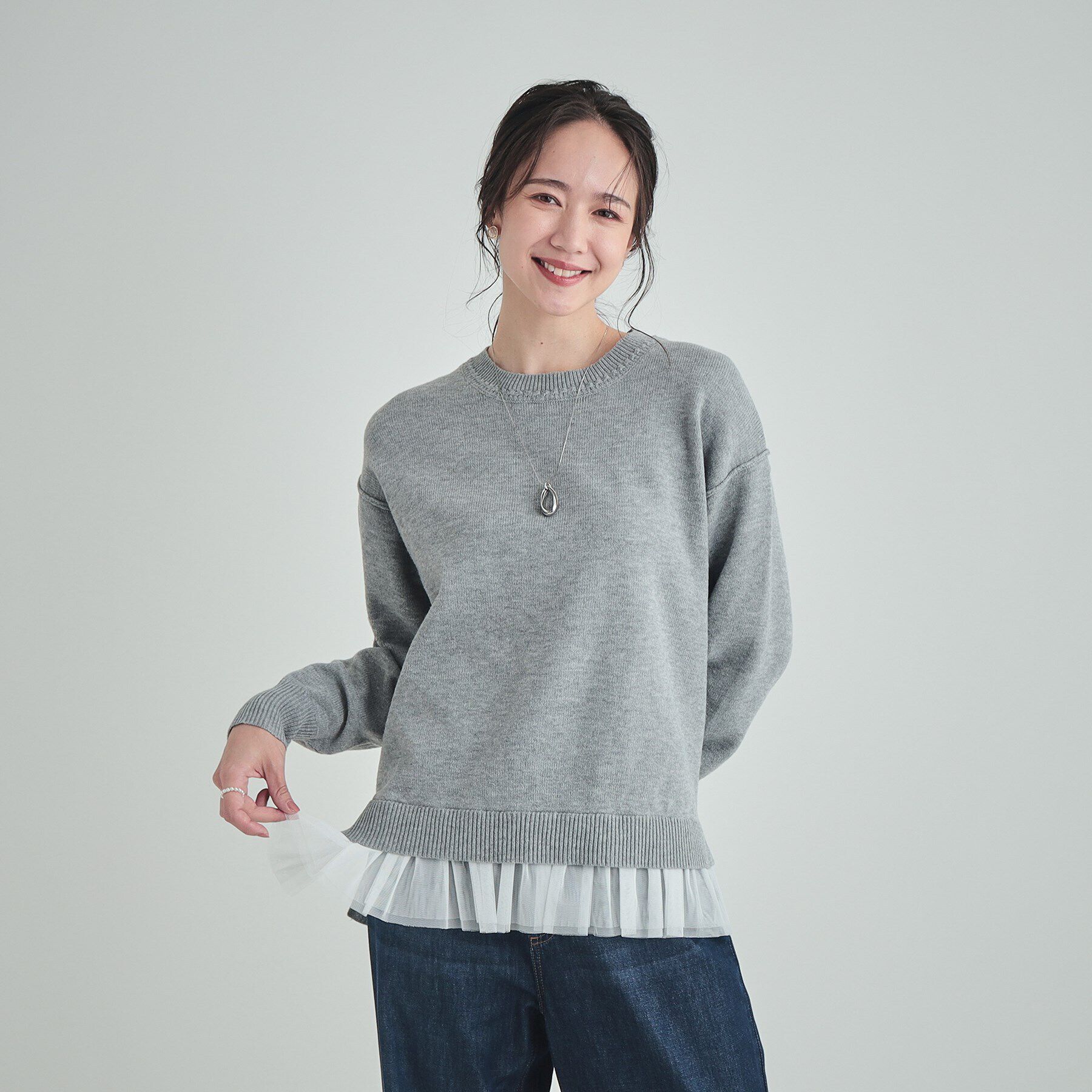 SHOO･LA･RUE「ほんのり甘い 裾チュールニット」|ニット・セーター|