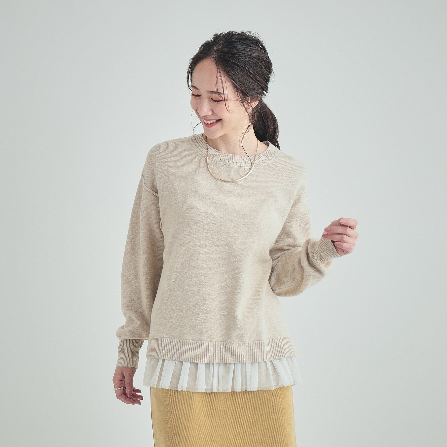 SHOO･LA･RUE「ほんのり甘い 裾チュールニット」|ニット・セーター|