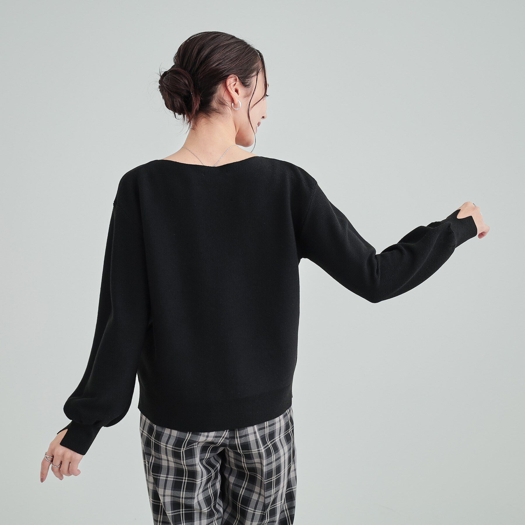 SHOO･LA･RUE「【高レビュー/S-LL】大人のきらめき ボートネック ラメニット」|ニット・セーター|