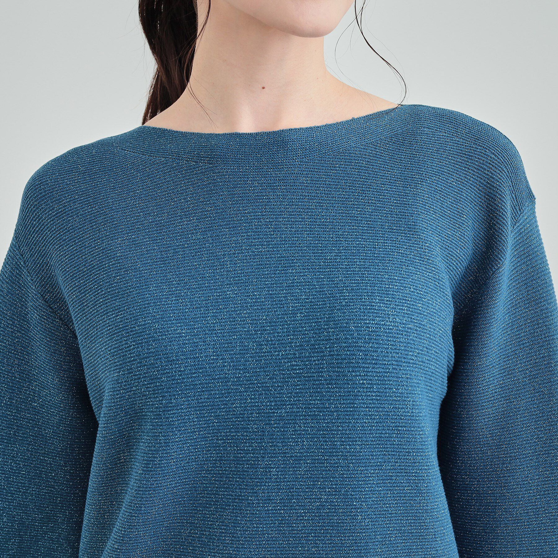 SHOO･LA･RUE「【高レビュー/S-LL】大人のきらめき ボートネック ラメニット」|ニット・セーター|