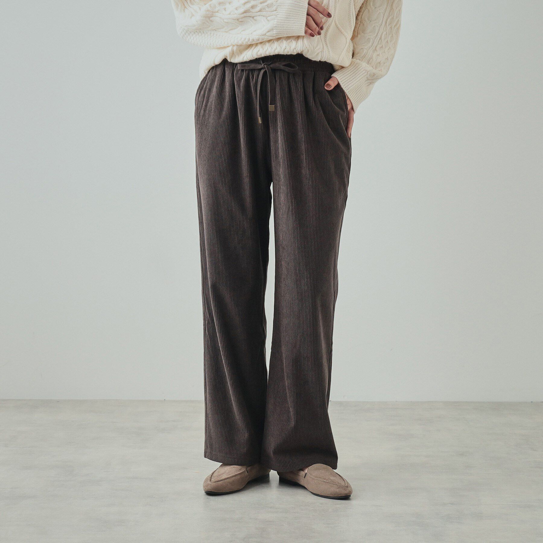 SHOO･LA･RUE「【高レビュー/洗える/SS-3L】きれいめカジュアルに あったか裏起毛 コーデュロイイージーワイドパ」|その他|