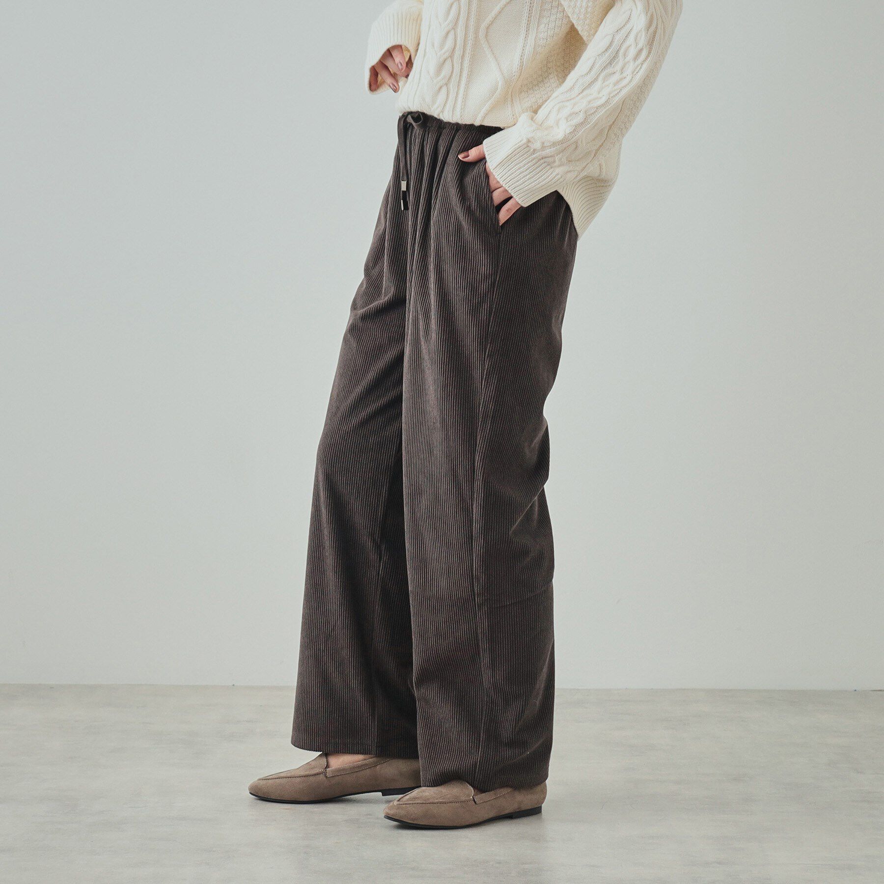 SHOO･LA･RUE「【高レビュー/洗える/SS-3L】きれいめカジュアルに あったか裏起毛 コーデュロイイージーワイドパ」|その他|