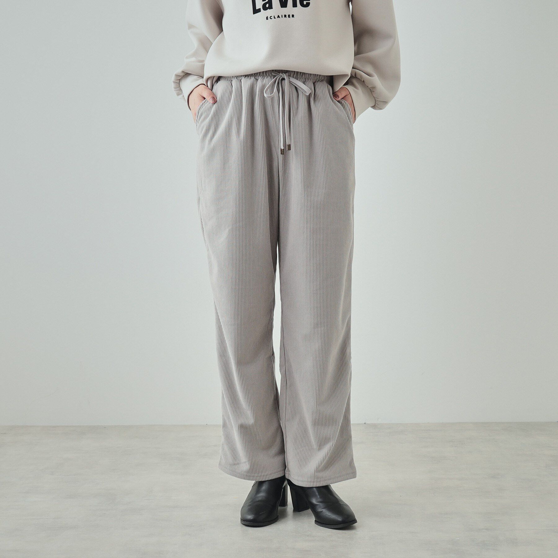 SHOO･LA･RUE「【高レビュー/洗える/SS-3L】きれいめカジュアルに あったか裏起毛 コーデュロイイージーワイドパ」|その他|