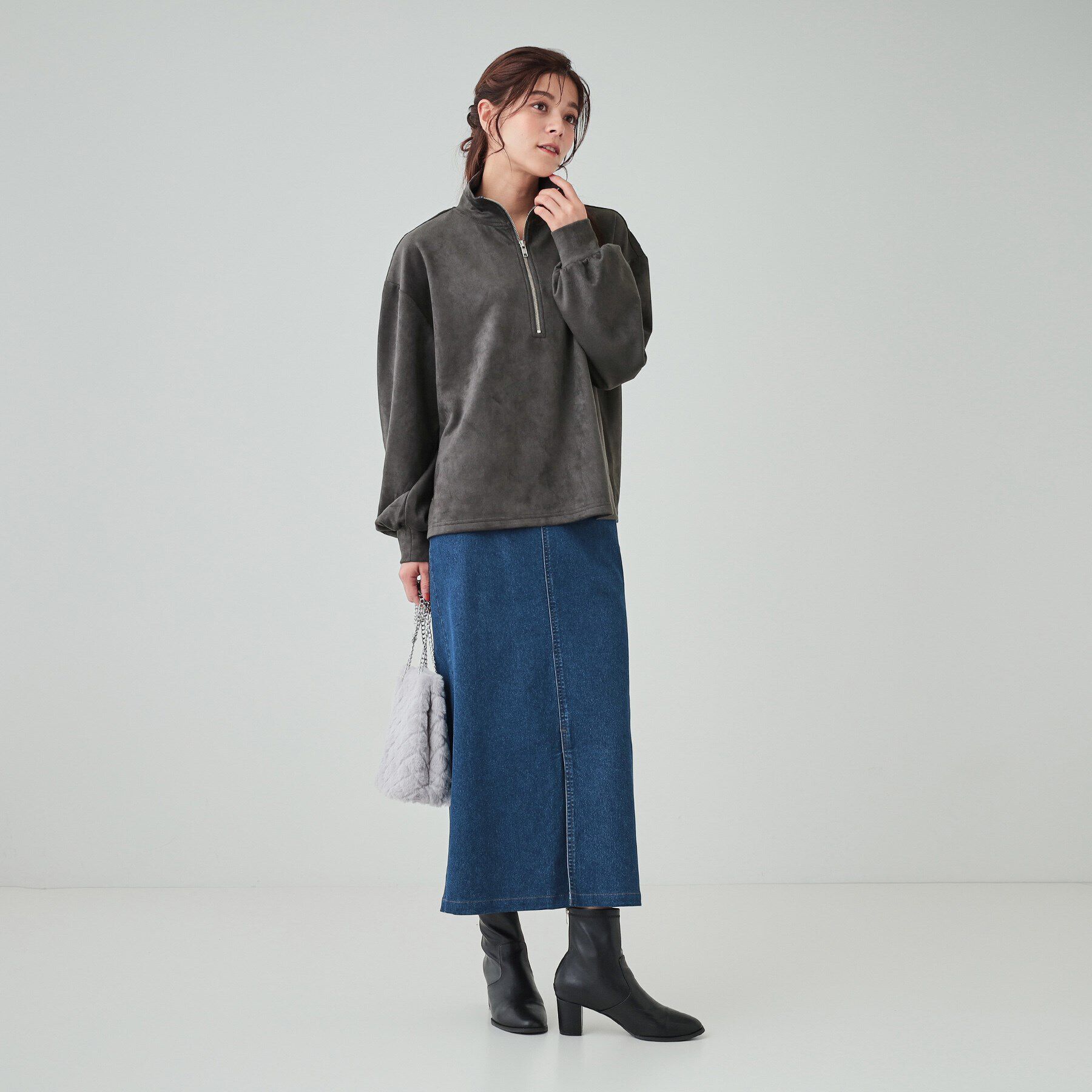 SHOO･LA･RUE「スエード調ハーフジッププルオーバー」|Tシャツ・カットソー|