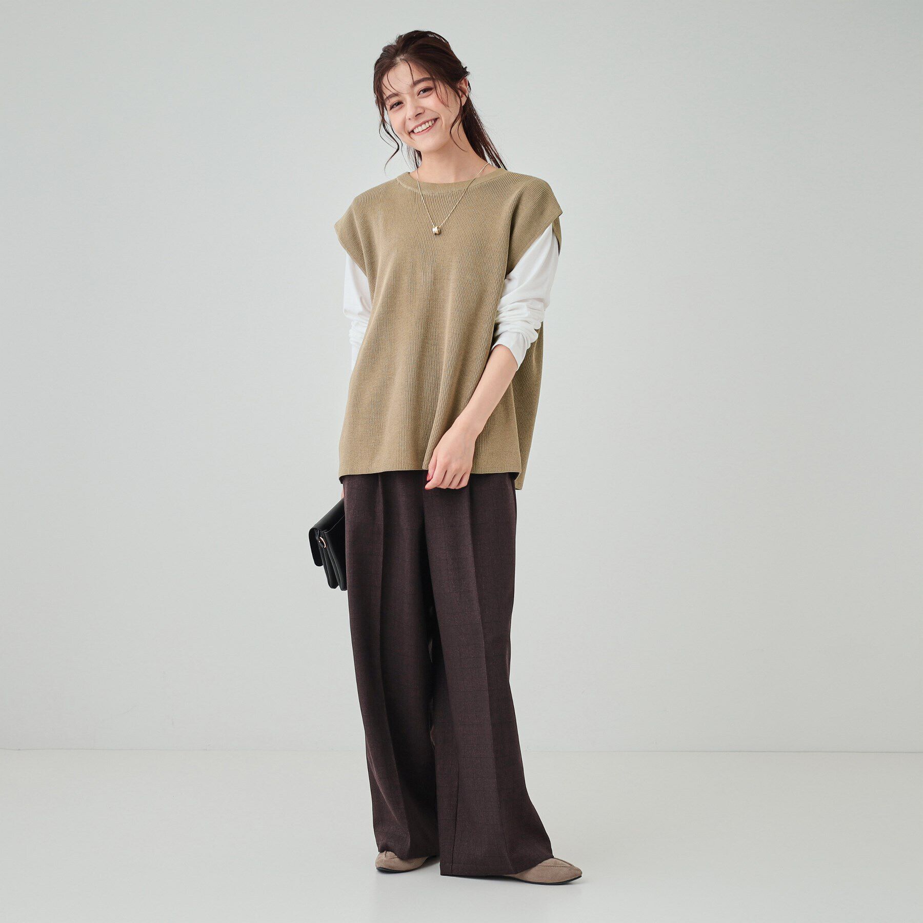 SHOO･LA･RUE「【S-LL/2点セット】後ろ姿も抜かりなく バックリボンニットベスト＋ロンT」|その他|