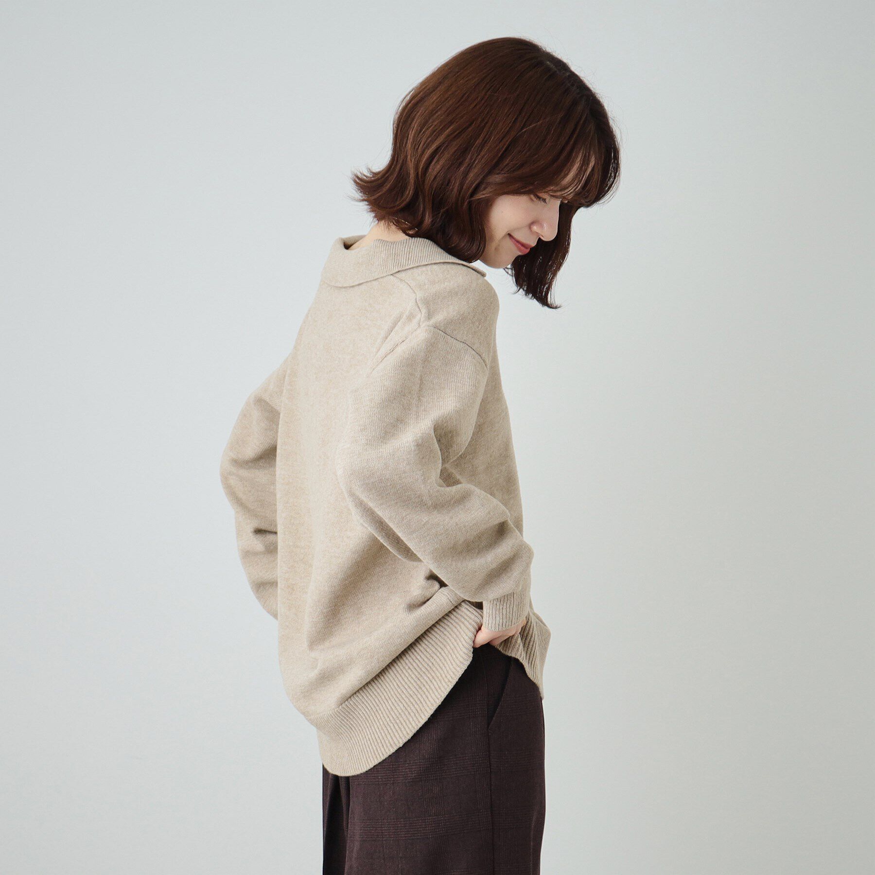 SHOO･LA･RUE「【S－LL】スキッパー衿付きニット」|ニット・セーター|